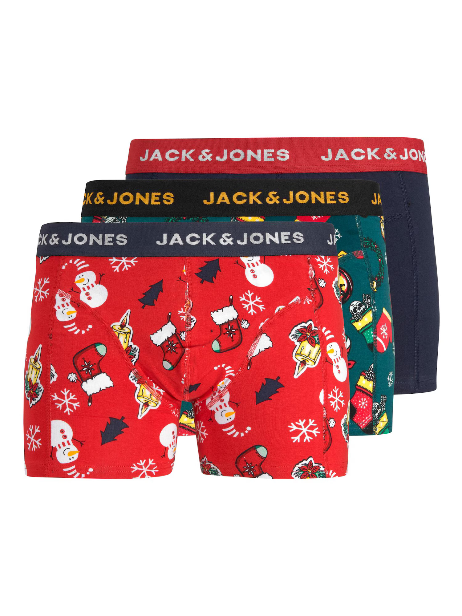 JACK & JONES Boksarice 'TOM' mornarska / temno zelena / rdeča / bela - Pepit.si