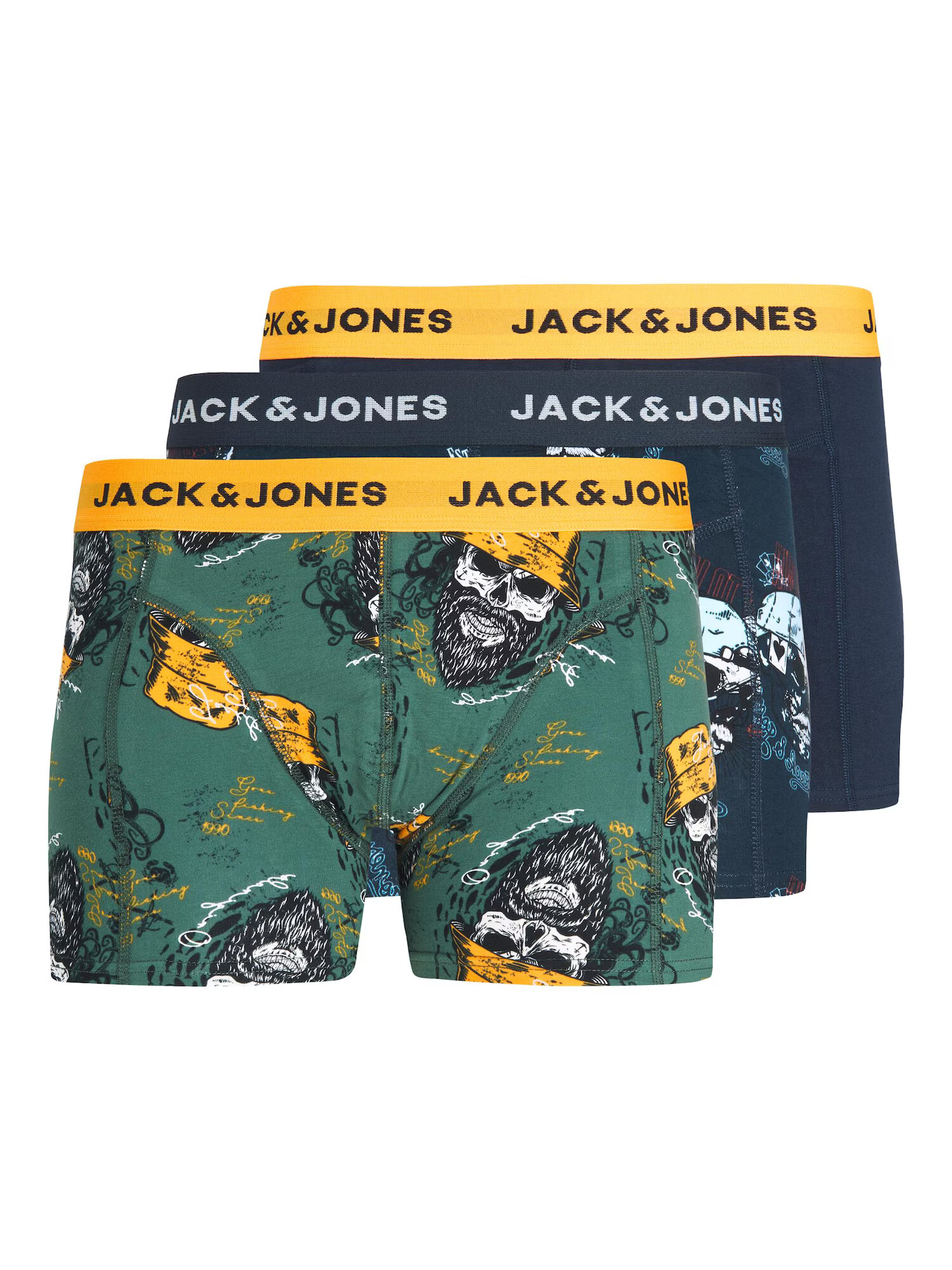 JACK & JONES Boksarice 'TRIP SKULLS' mornarska / kari / kaki / bela - Pepit.si