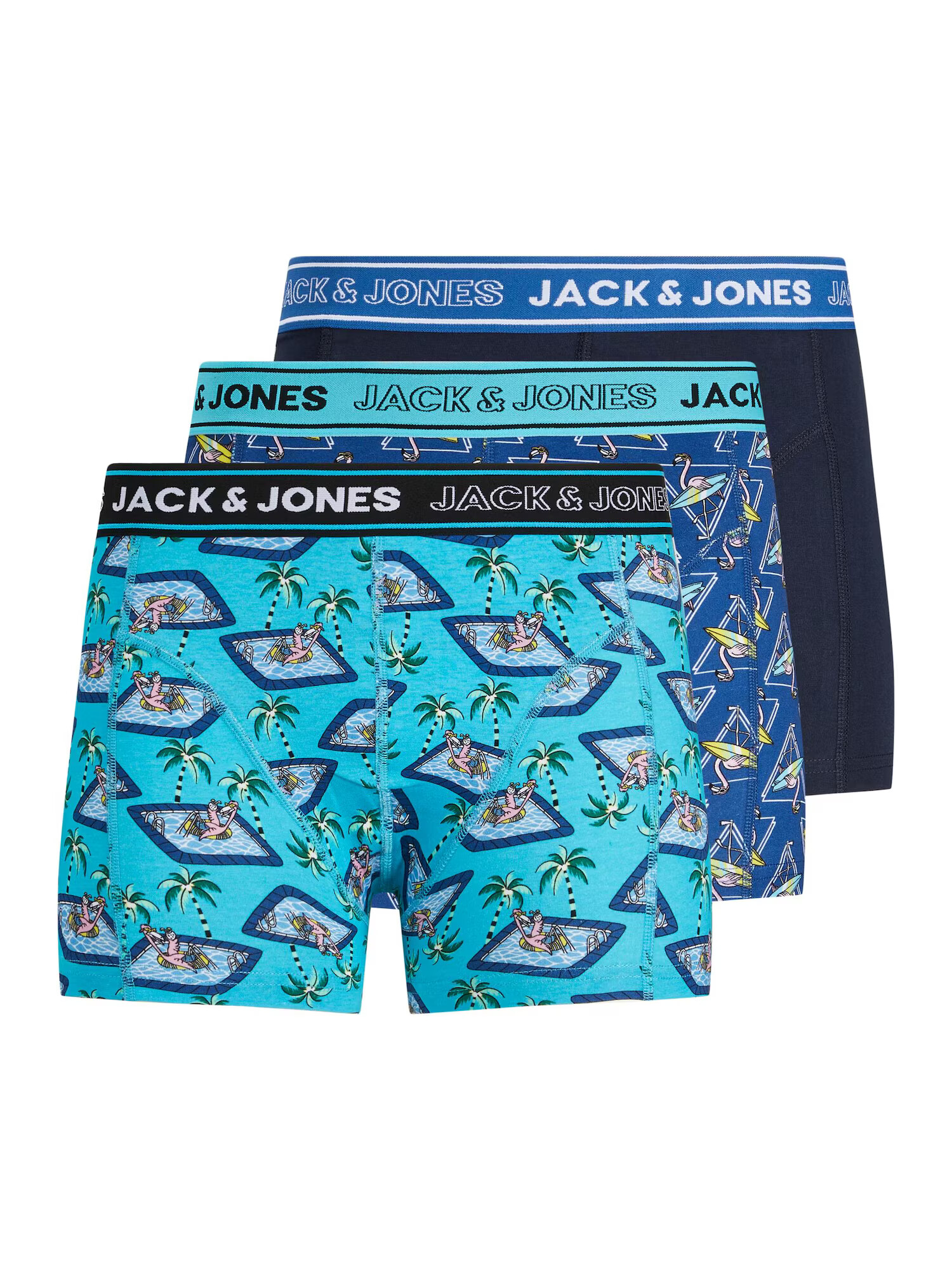 JACK & JONES Boksarice voda / marine / mornarska / črna / bela - Pepit.si