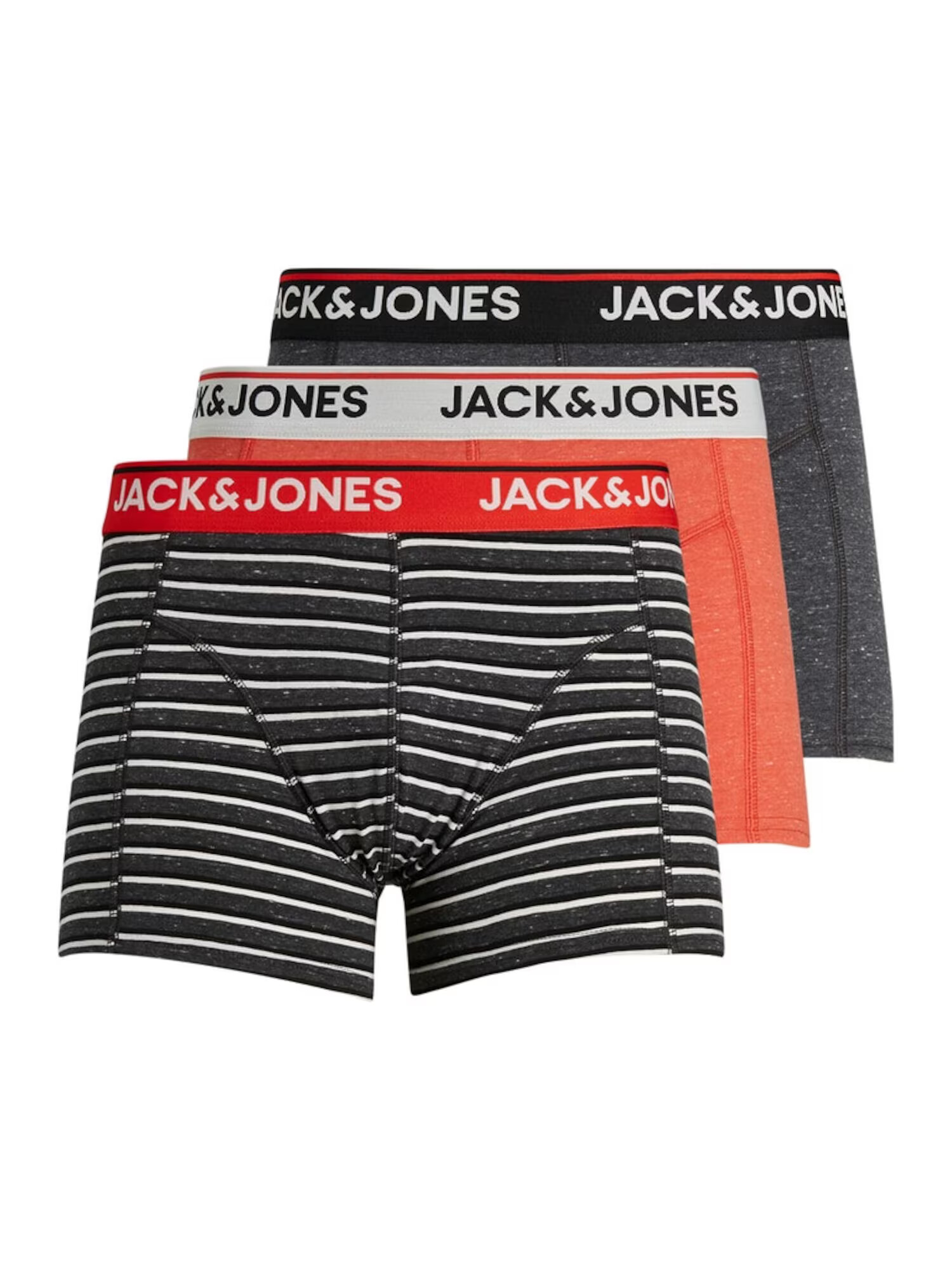 JACK & JONES Boxershorts 'Luka' bela / temno siva / črna / korala / ognjeno rdeča - Pepit.si