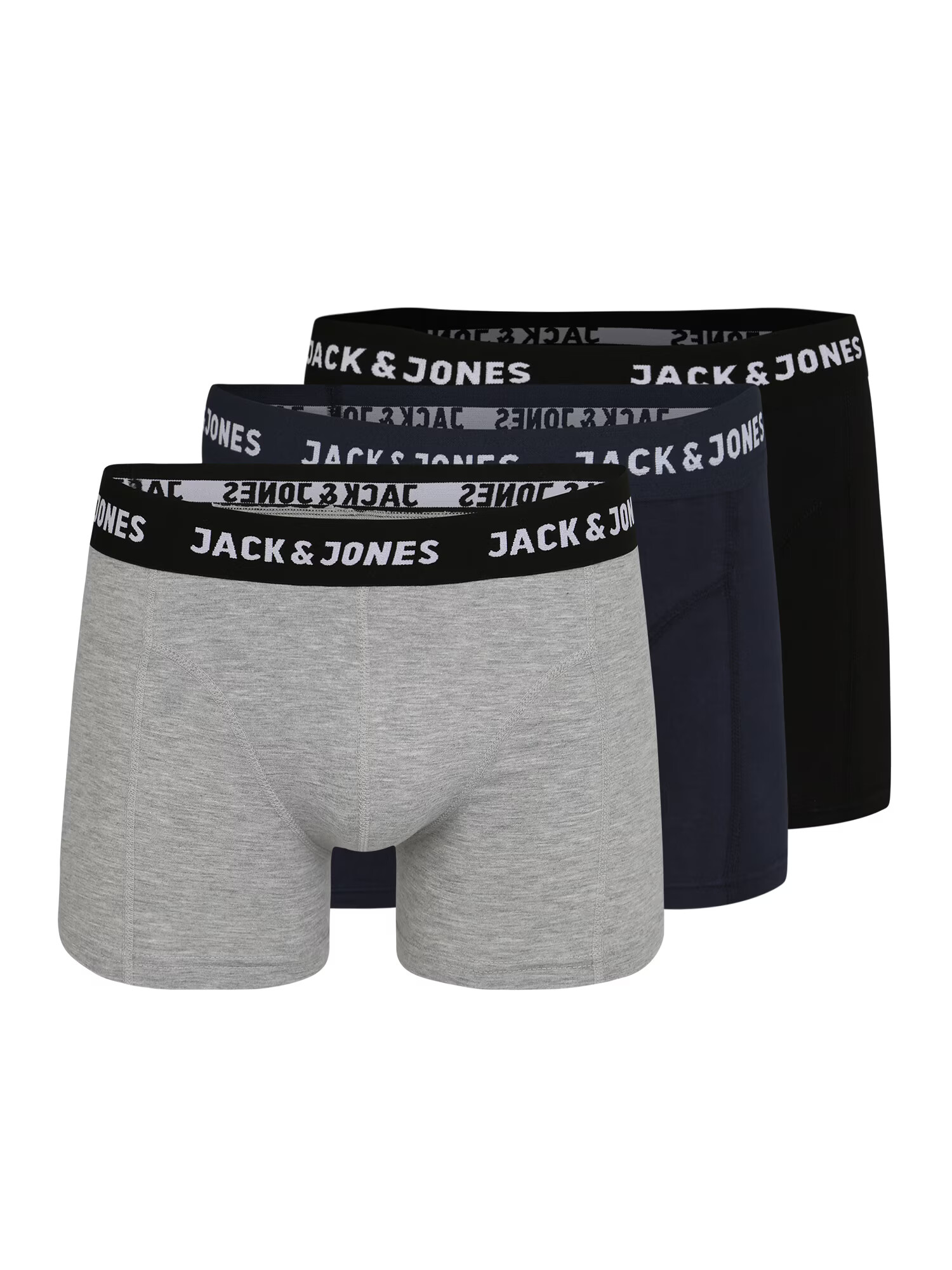 JACK & JONES Boksarice mornarska / pegasto siva / črna / bela - Pepit.si