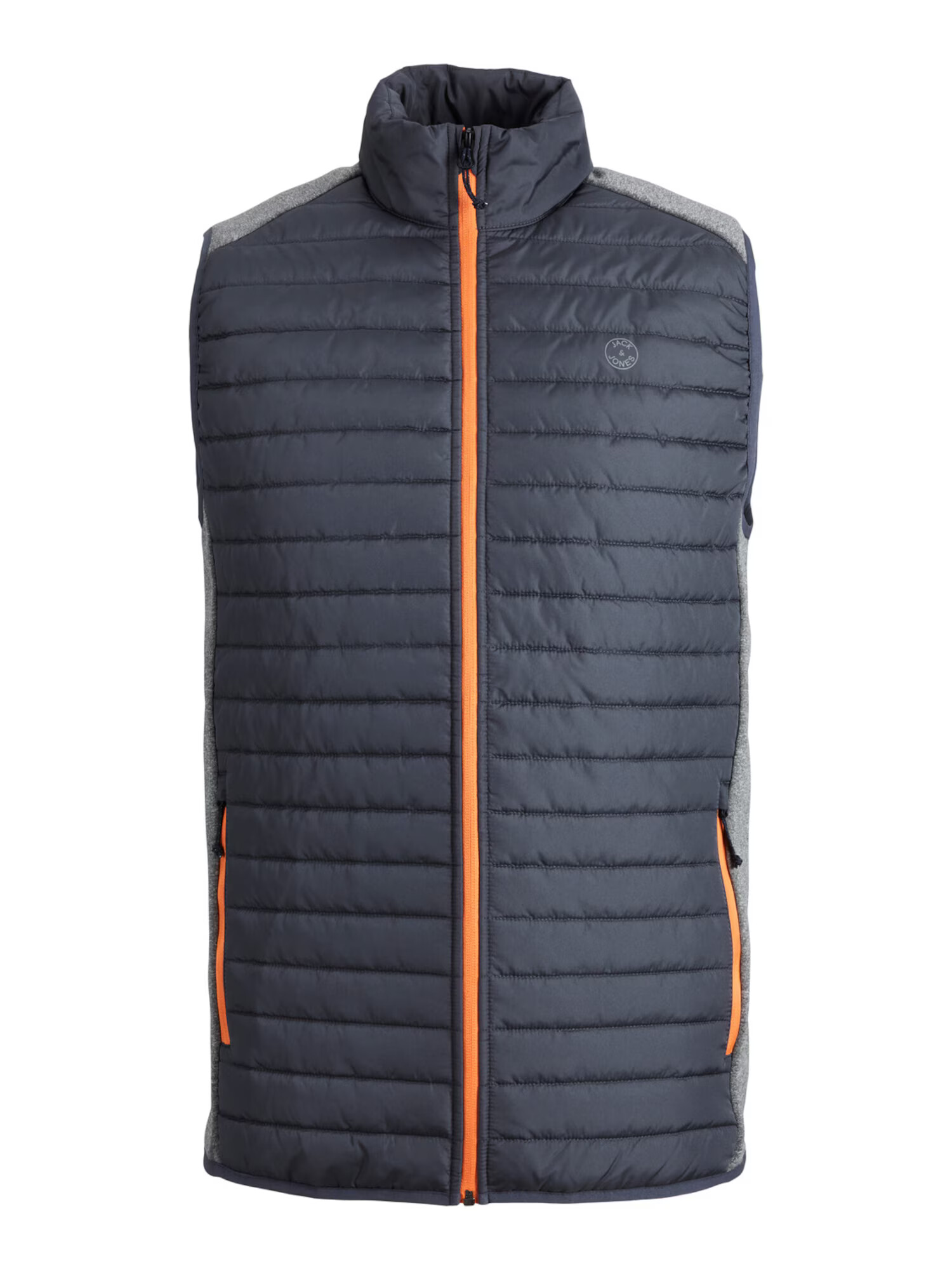 JACK & JONES Brezrokavnik bazaltno siva / pegasto siva / oranžna - Pepit.si