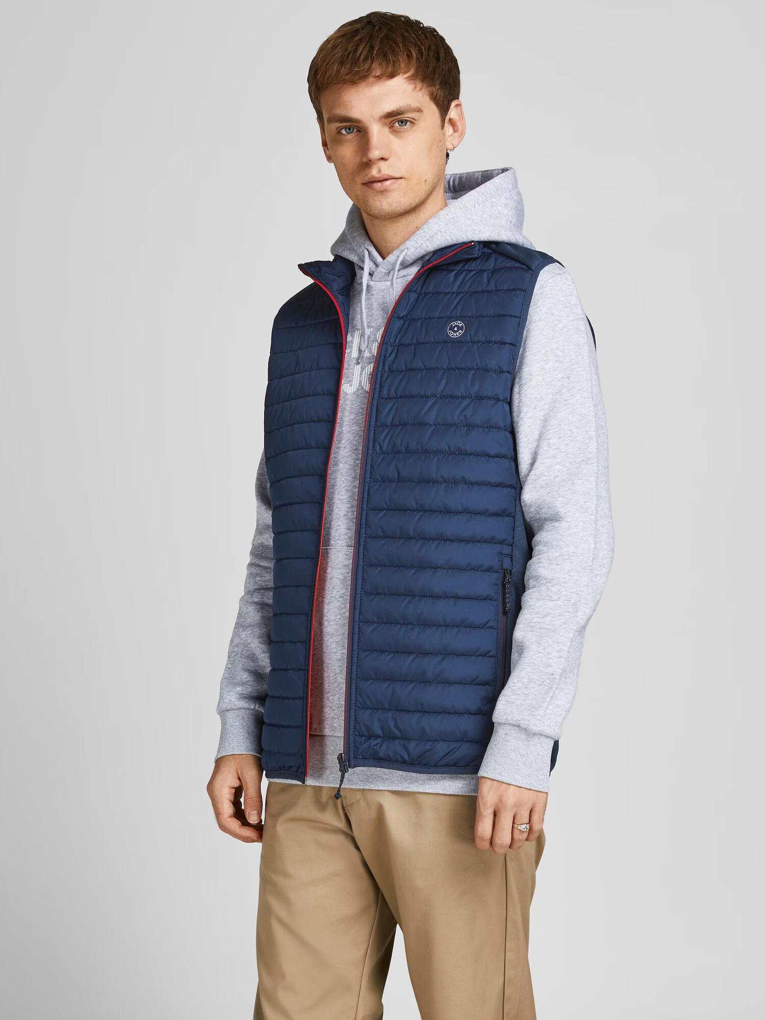 JACK & JONES Brezrokavnik mornarska / siva - Pepit.si