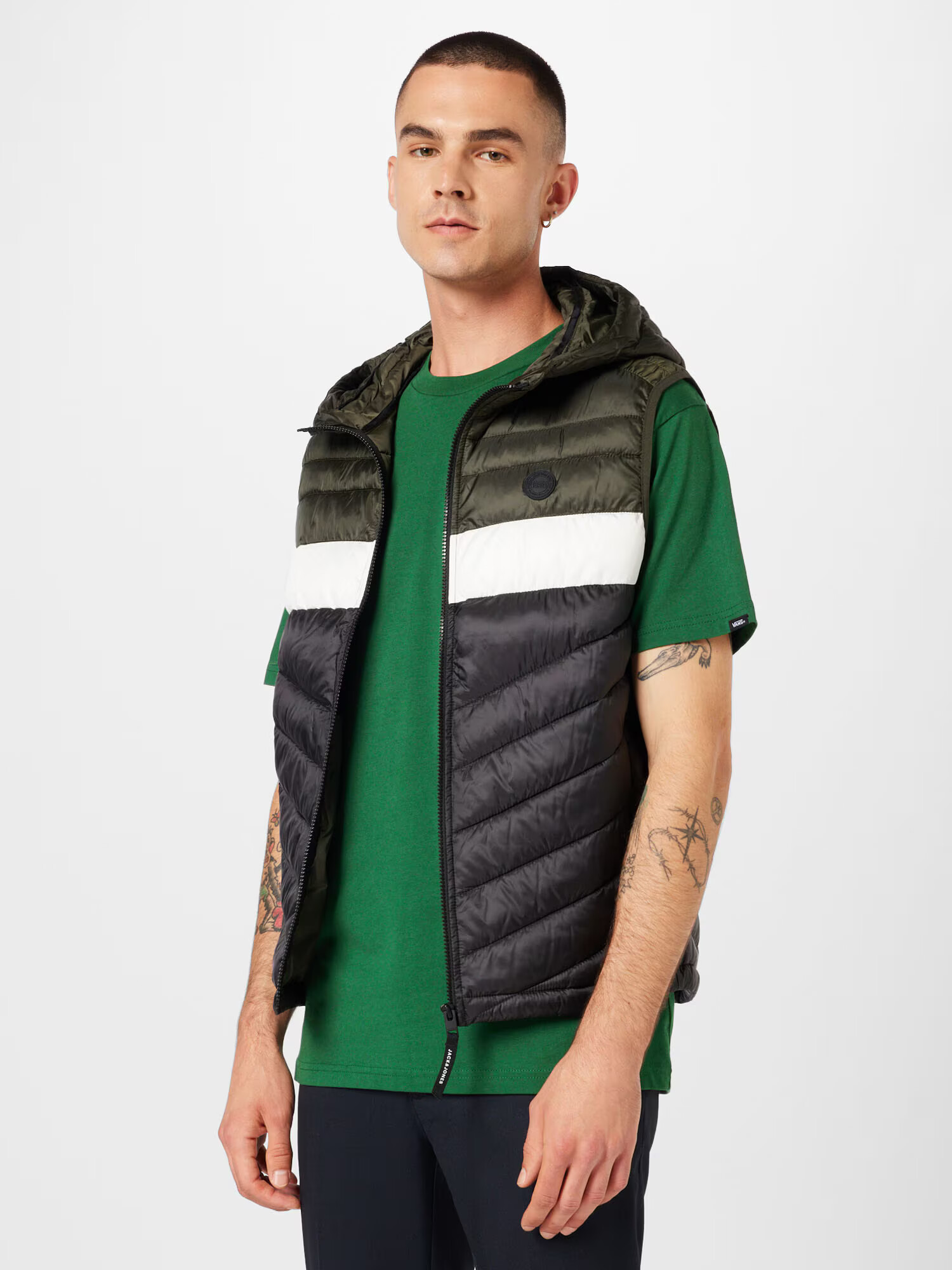 JACK & JONES Brezrokavnik 'HERO' mornarska / jelka / bela - Pepit.si