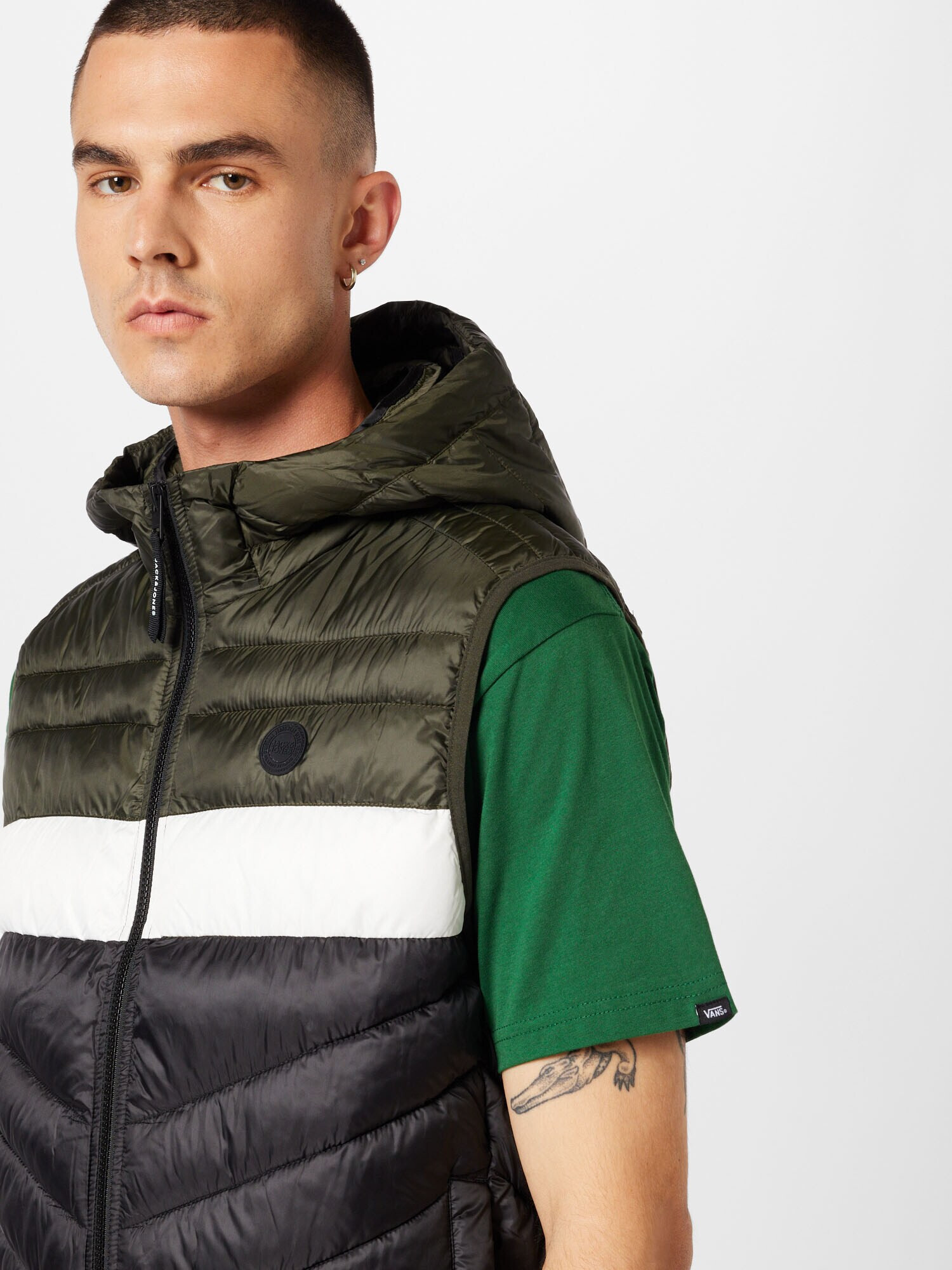 JACK & JONES Brezrokavnik 'HERO' mornarska / jelka / bela - Pepit.si