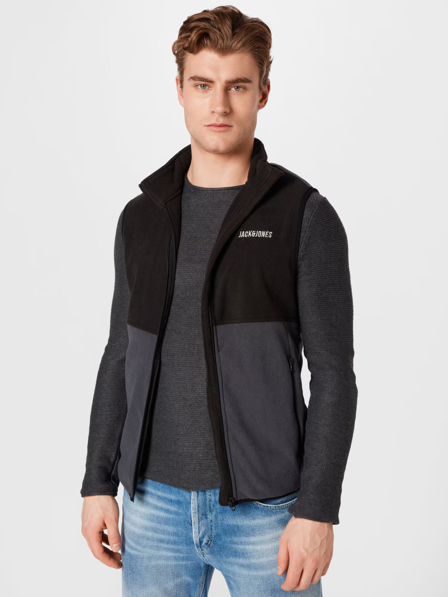 JACK & JONES Brezrokavnik 'HYPE' temno siva / črna - Pepit.si