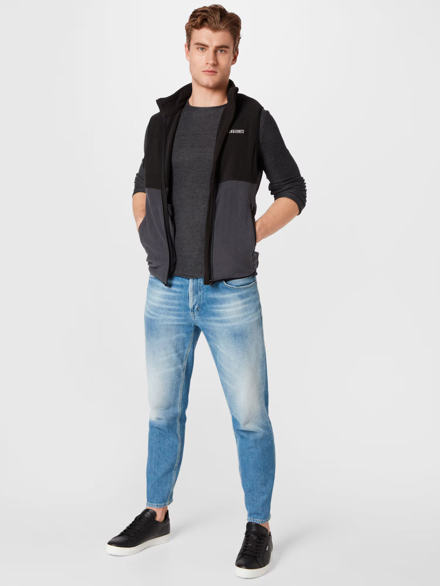 JACK & JONES Brezrokavnik 'HYPE' temno siva / črna - Pepit.si