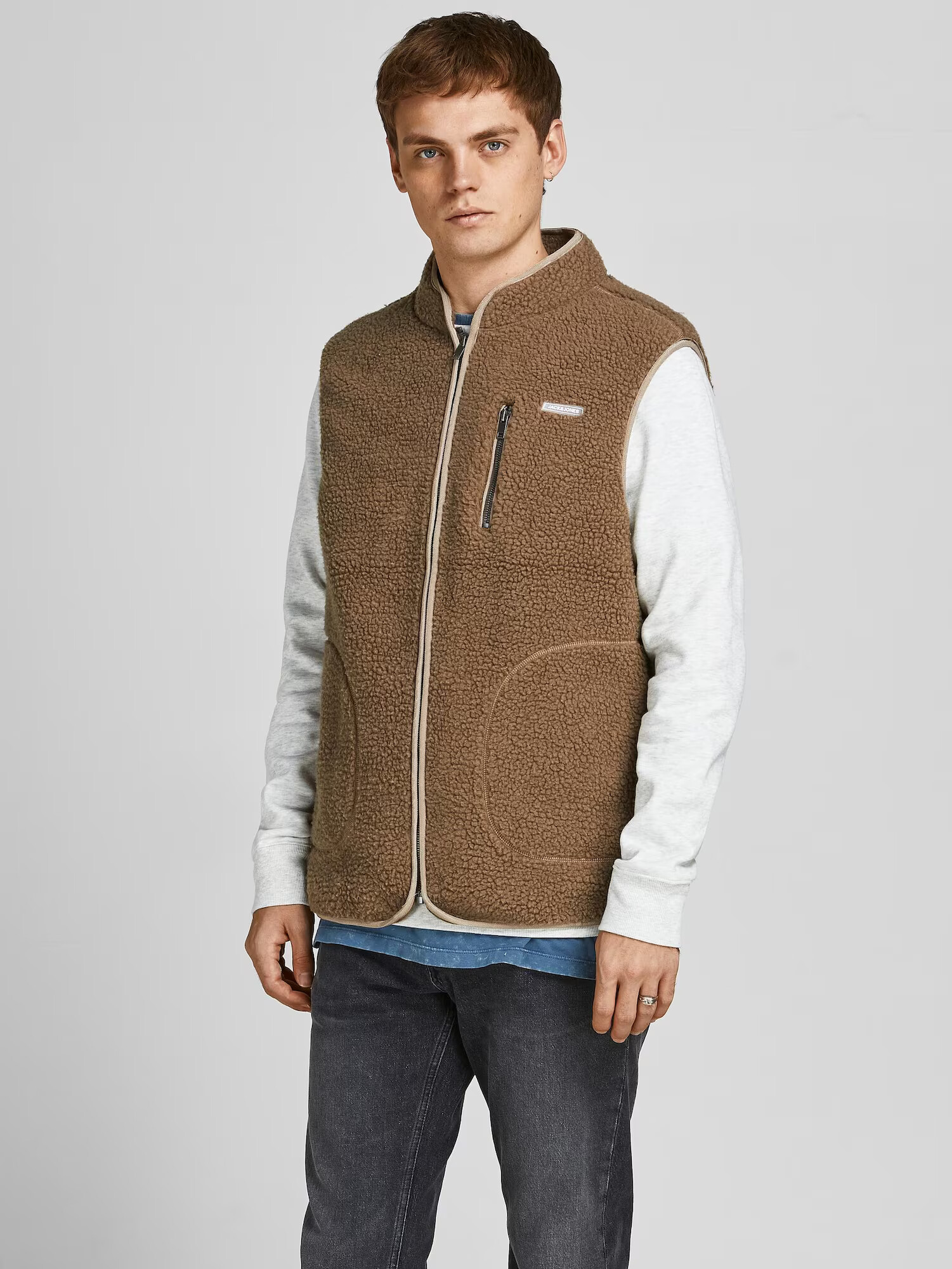 JACK & JONES Brezrokavnik svetlo bež - Pepit.si