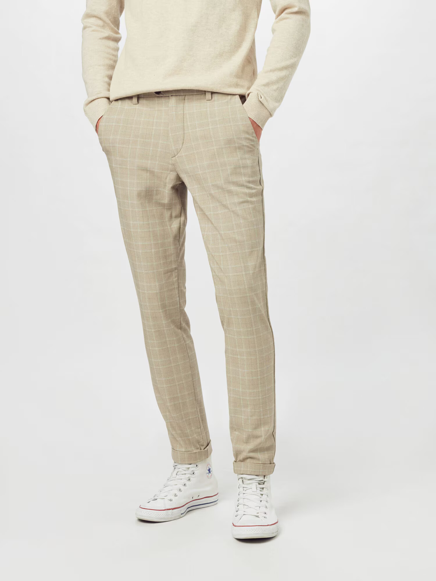 JACK & JONES Chino hlače 'Marco Connor' bež / siva / bela - Pepit.si