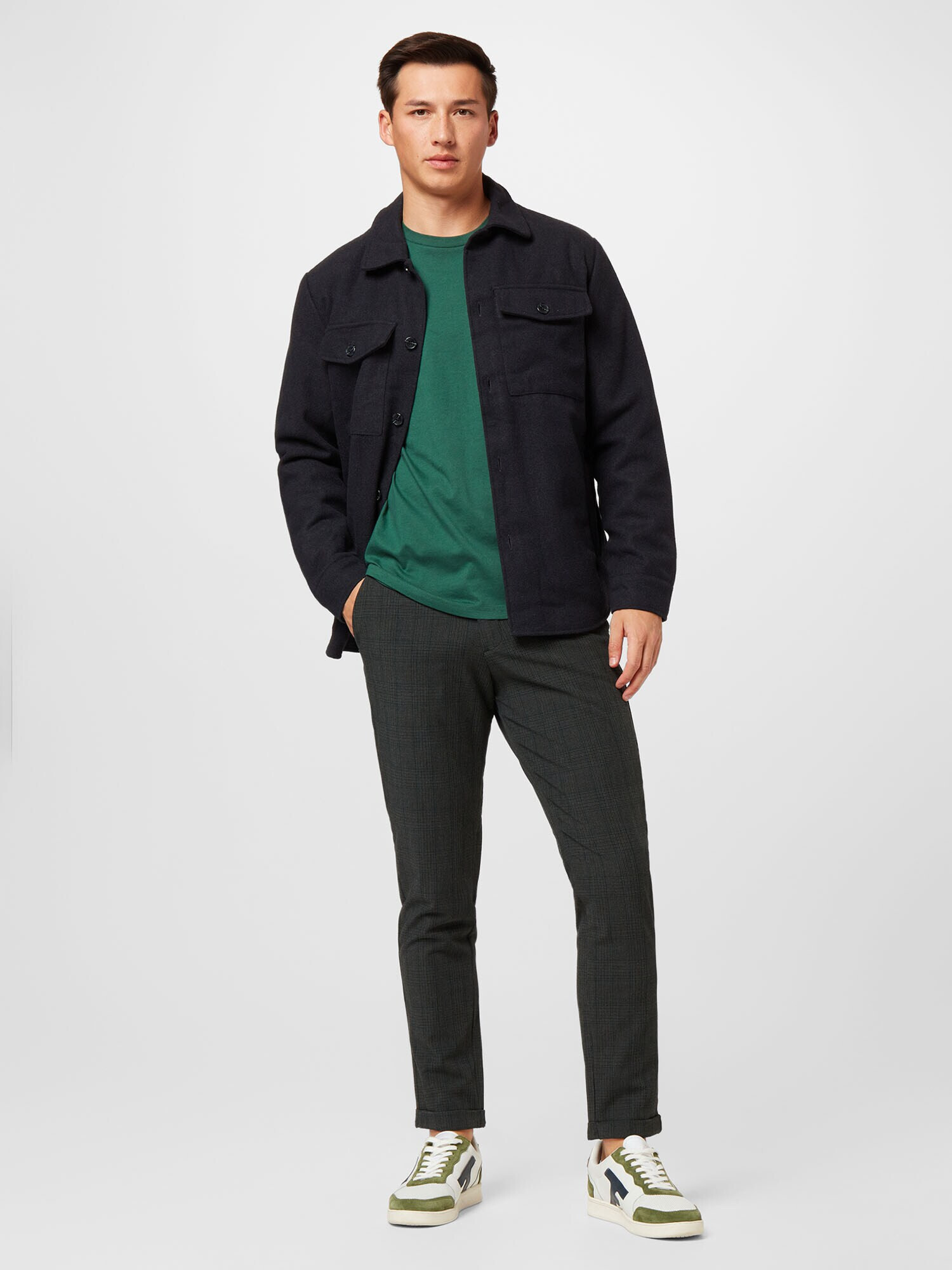 JACK & JONES Chino hlače 'MARCO CONNOR' temno zelena / črna - Pepit.si