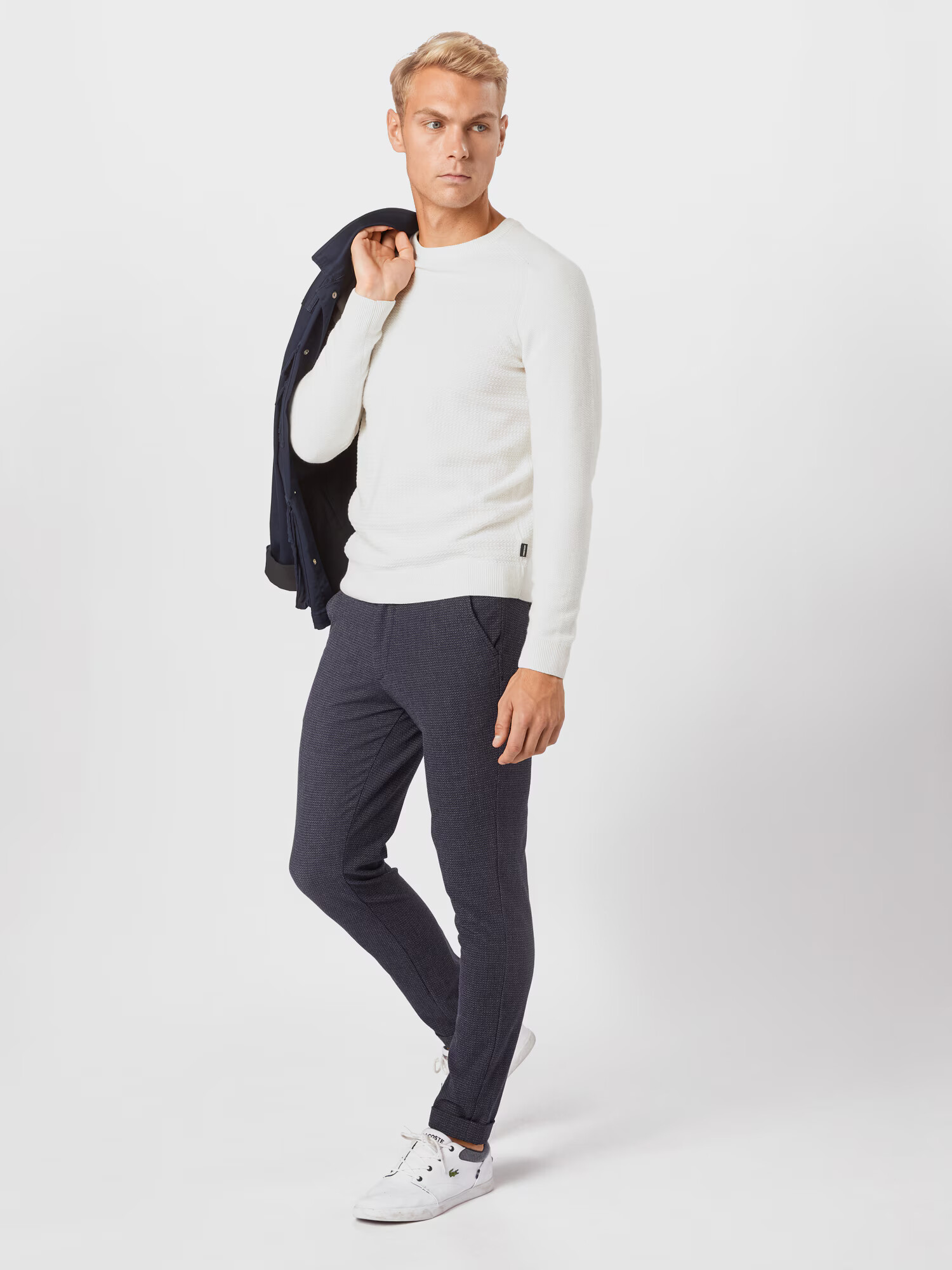 JACK & JONES Chino hlače 'Marco' mornarska / bela - Pepit.si