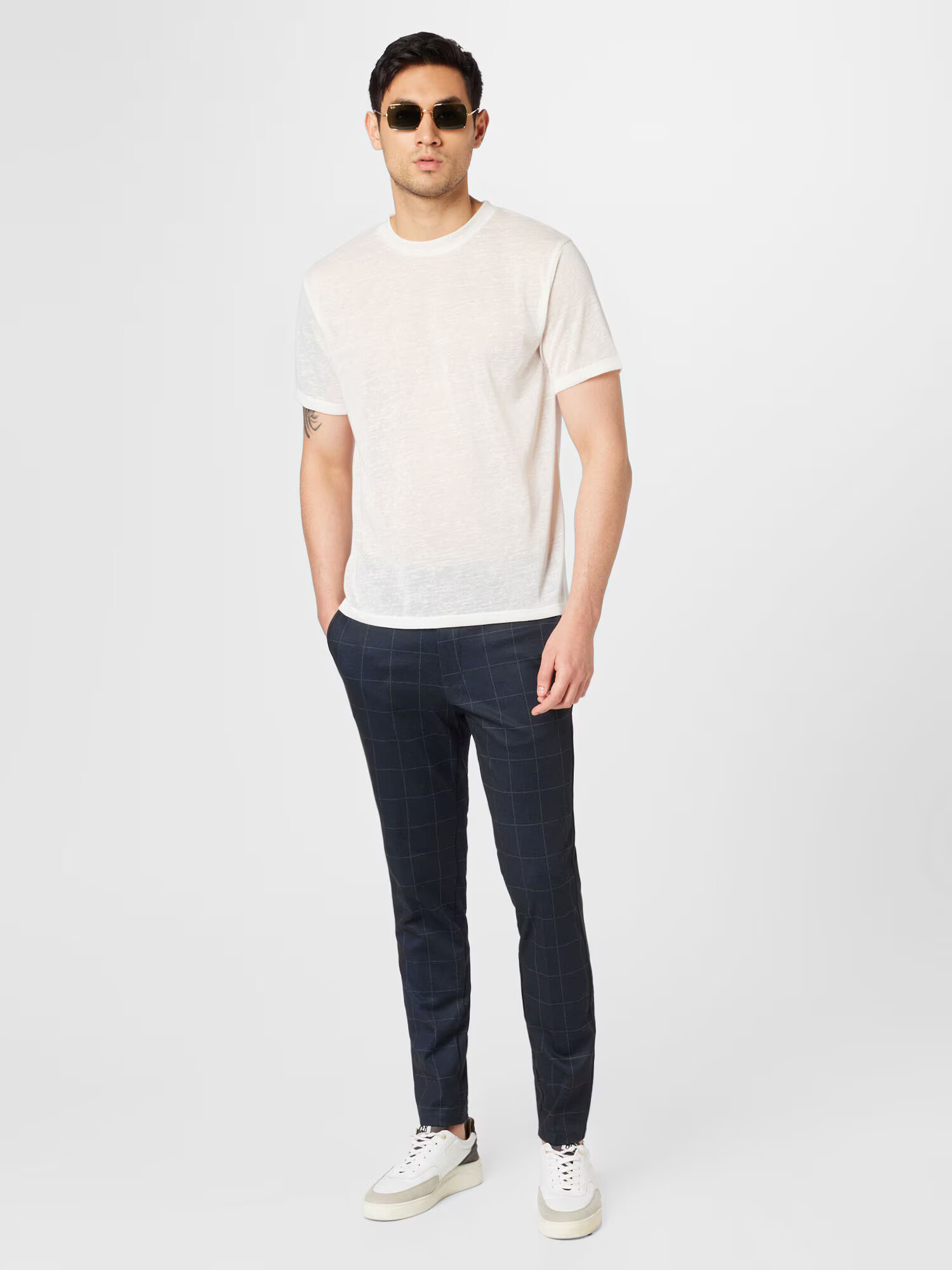 JACK & JONES Chino hlače 'MARCO' mornarska / bela - Pepit.si