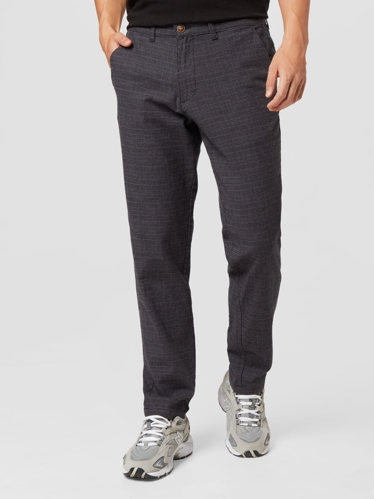 JACK & JONES Chino hlače 'MILO' temno siva / črna / off-bela - Pepit.si