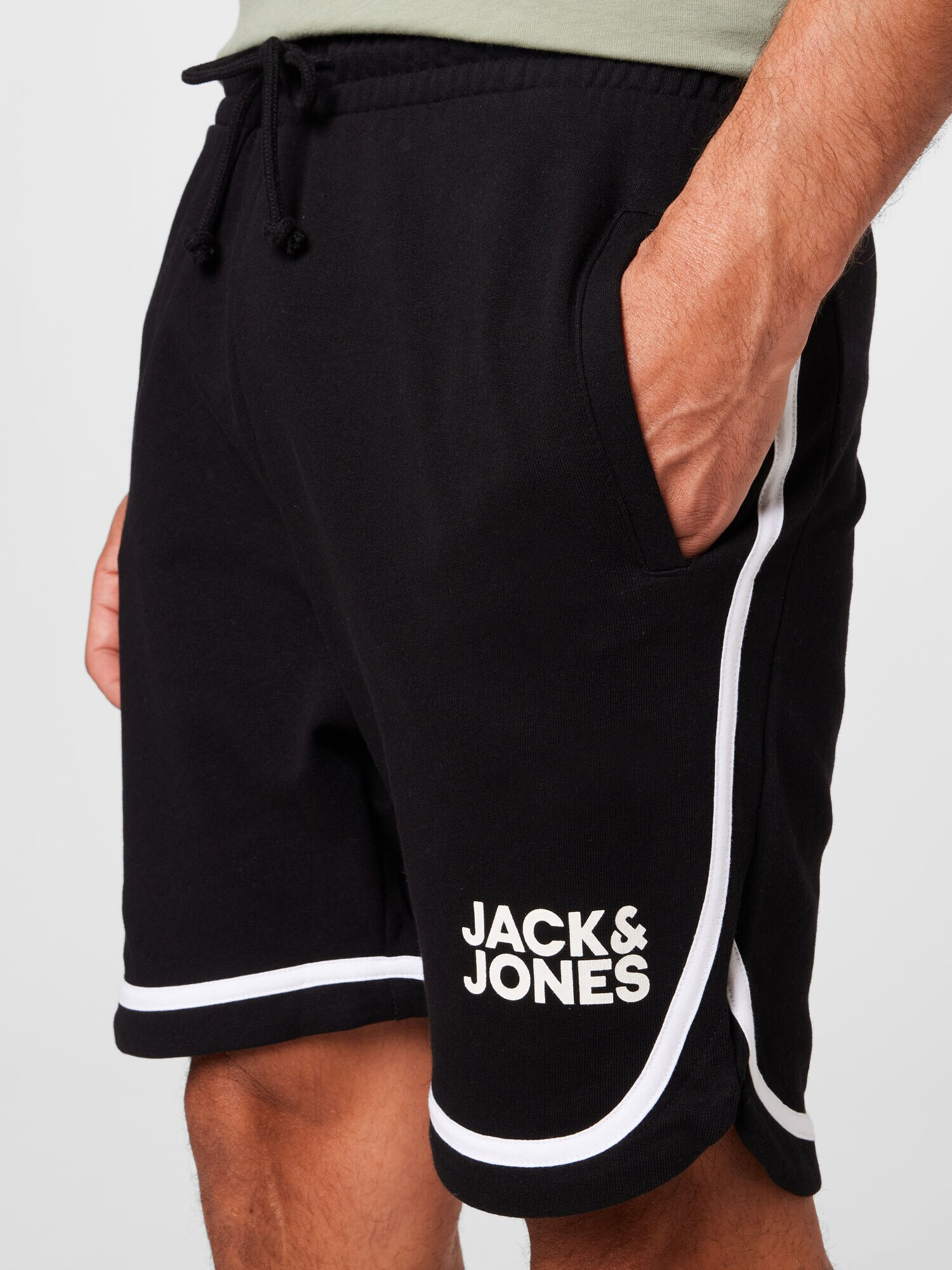 JACK & JONES Hlače 'RONALDO' črna / bela - Pepit.si