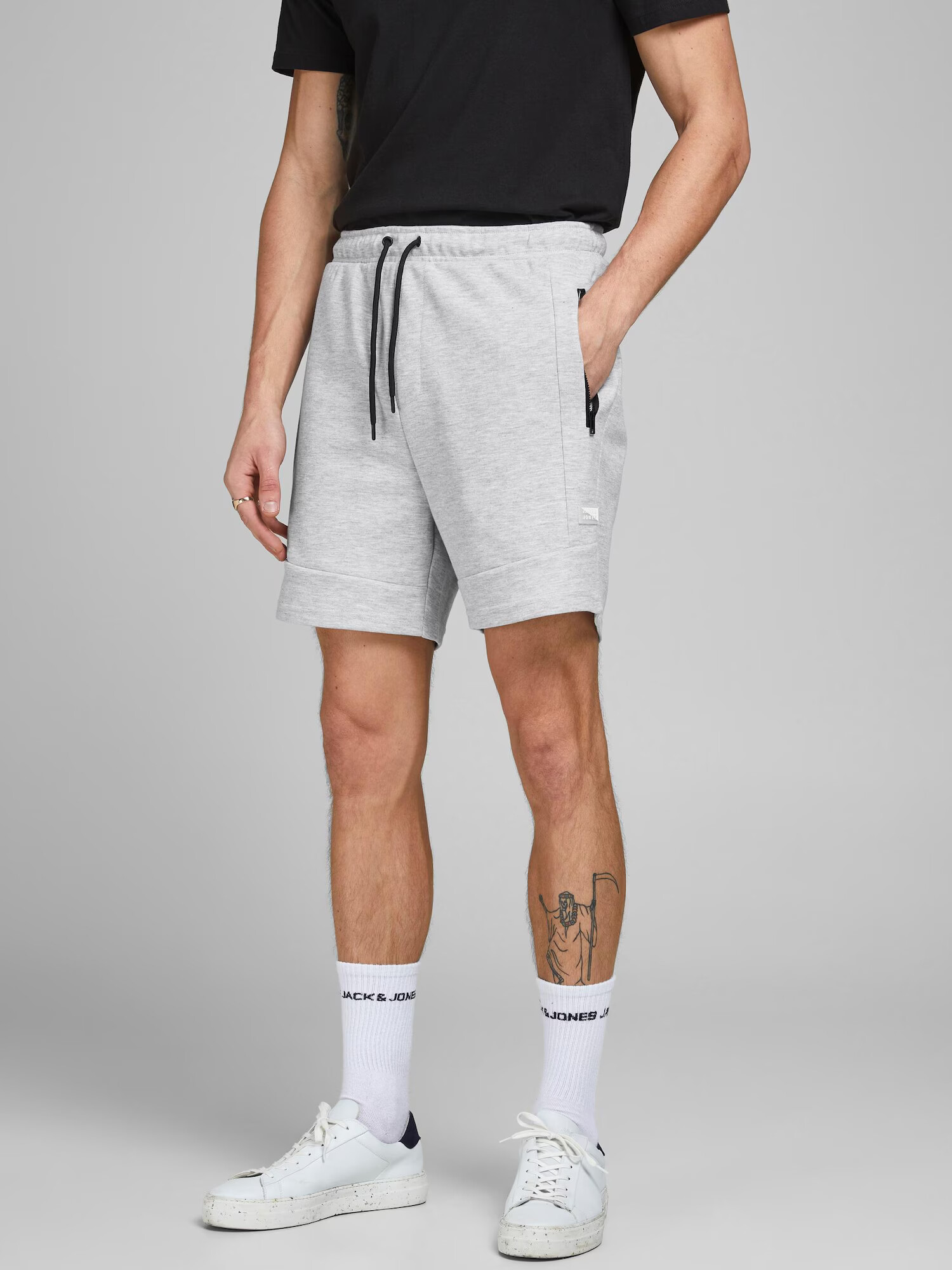 JACK & JONES Hlače 'Stair' svetlo siva / črna - Pepit.si