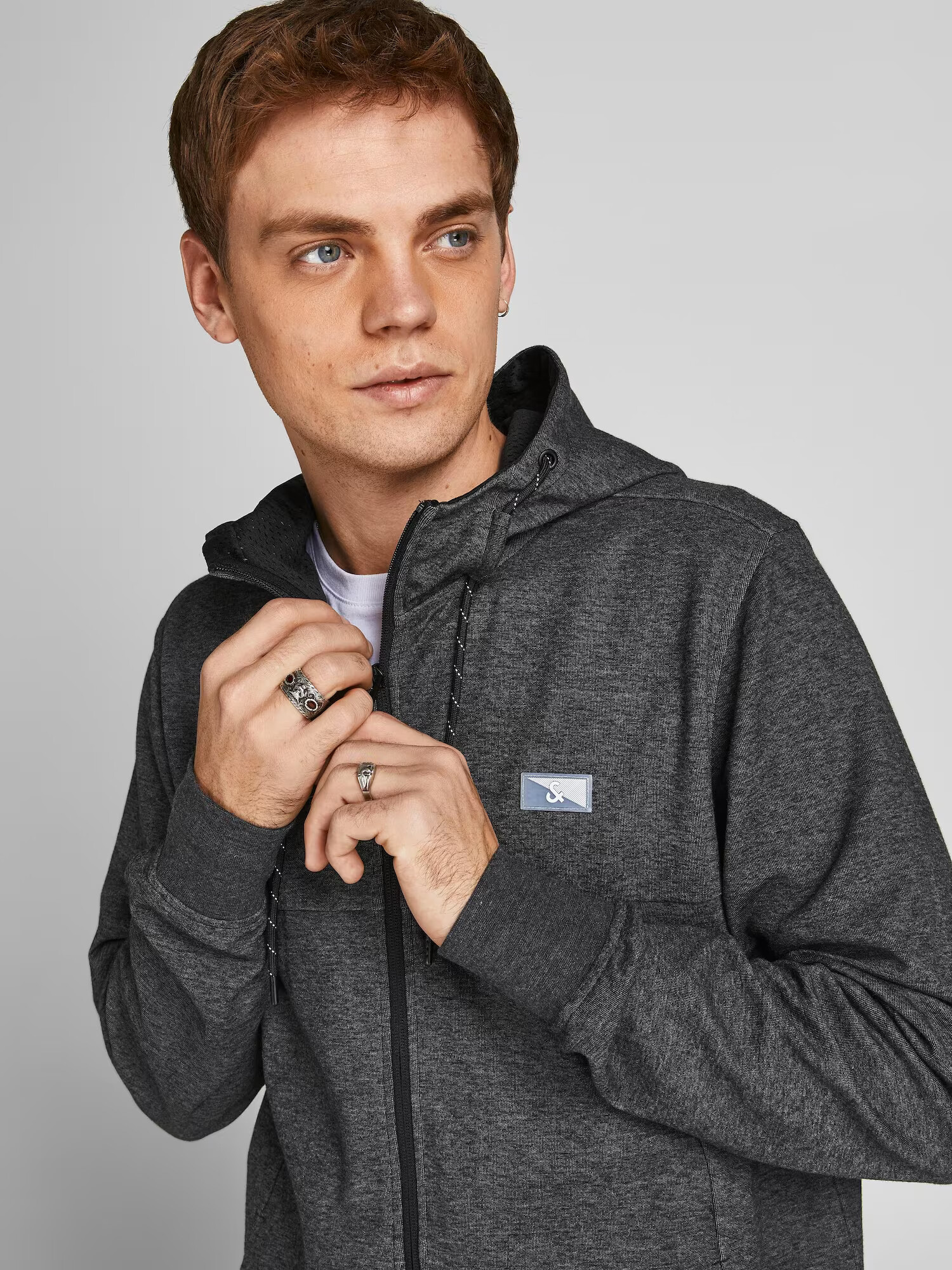 JACK & JONES Jopa na zadrgo 'Air' dimno modra / antracit / bela - Pepit.si