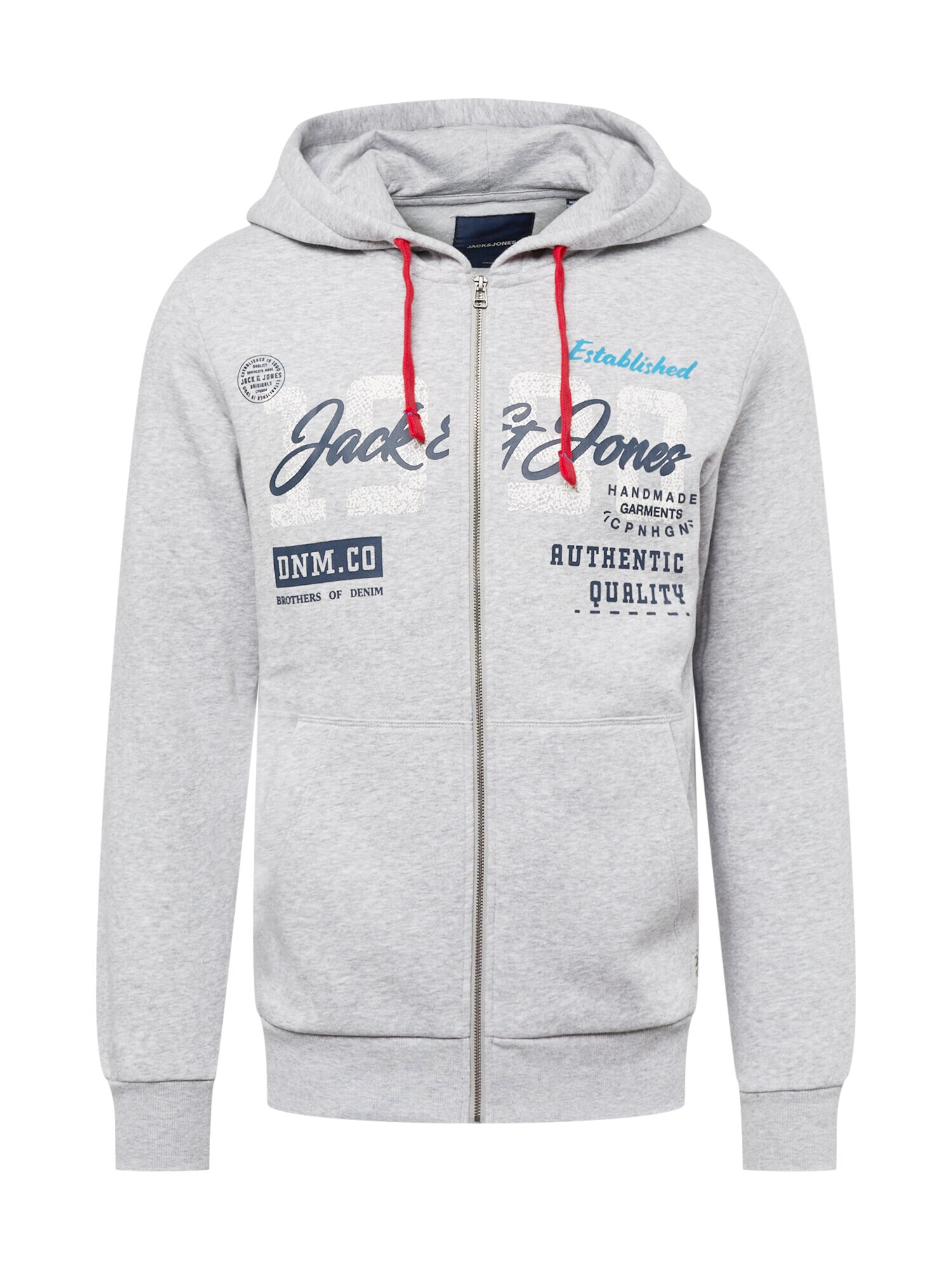 JACK & JONES Jopa na zadrgo mornarska / nebeško modra / pegasto siva / bela - Pepit.si