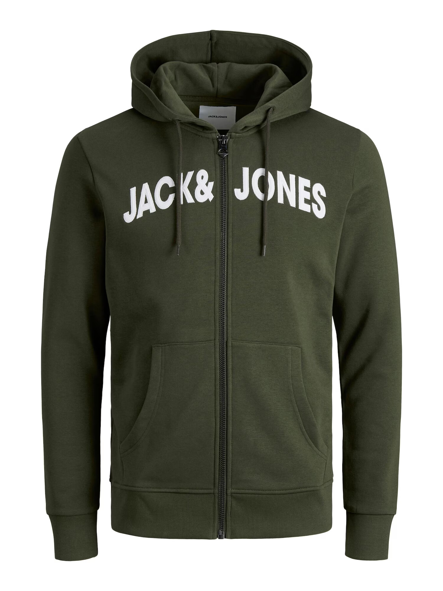 JACK & JONES Jopa na zadrgo temno zelena / bela - Pepit.si