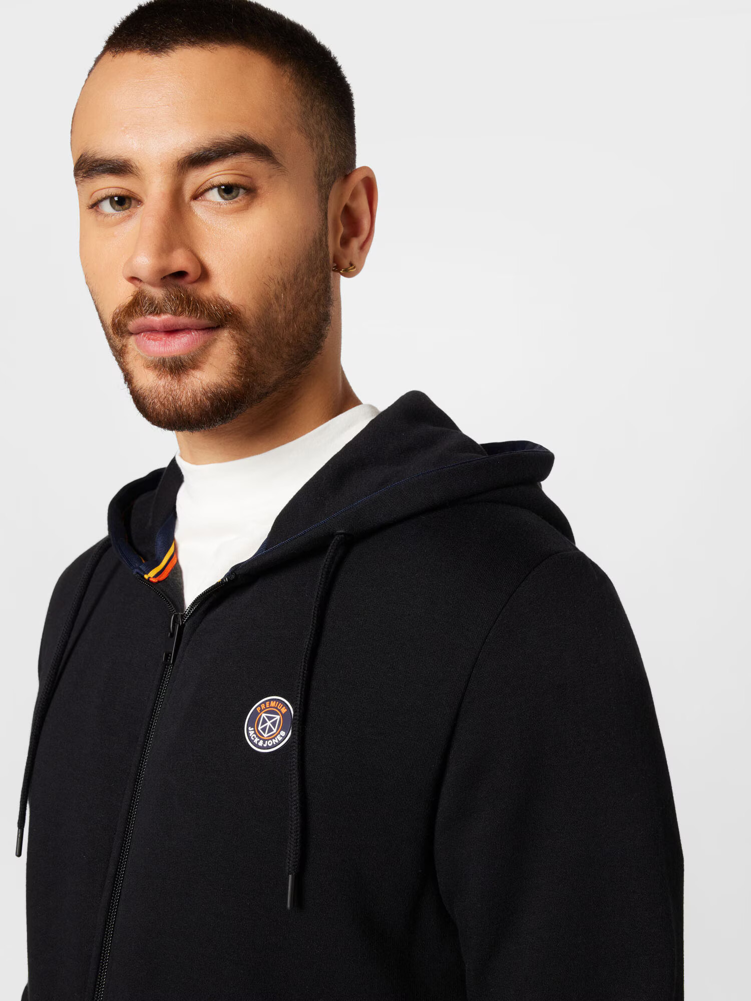 JACK & JONES Jopa na zadrgo 'VALUE' mornarska / oranžna / črna / bela - Pepit.si