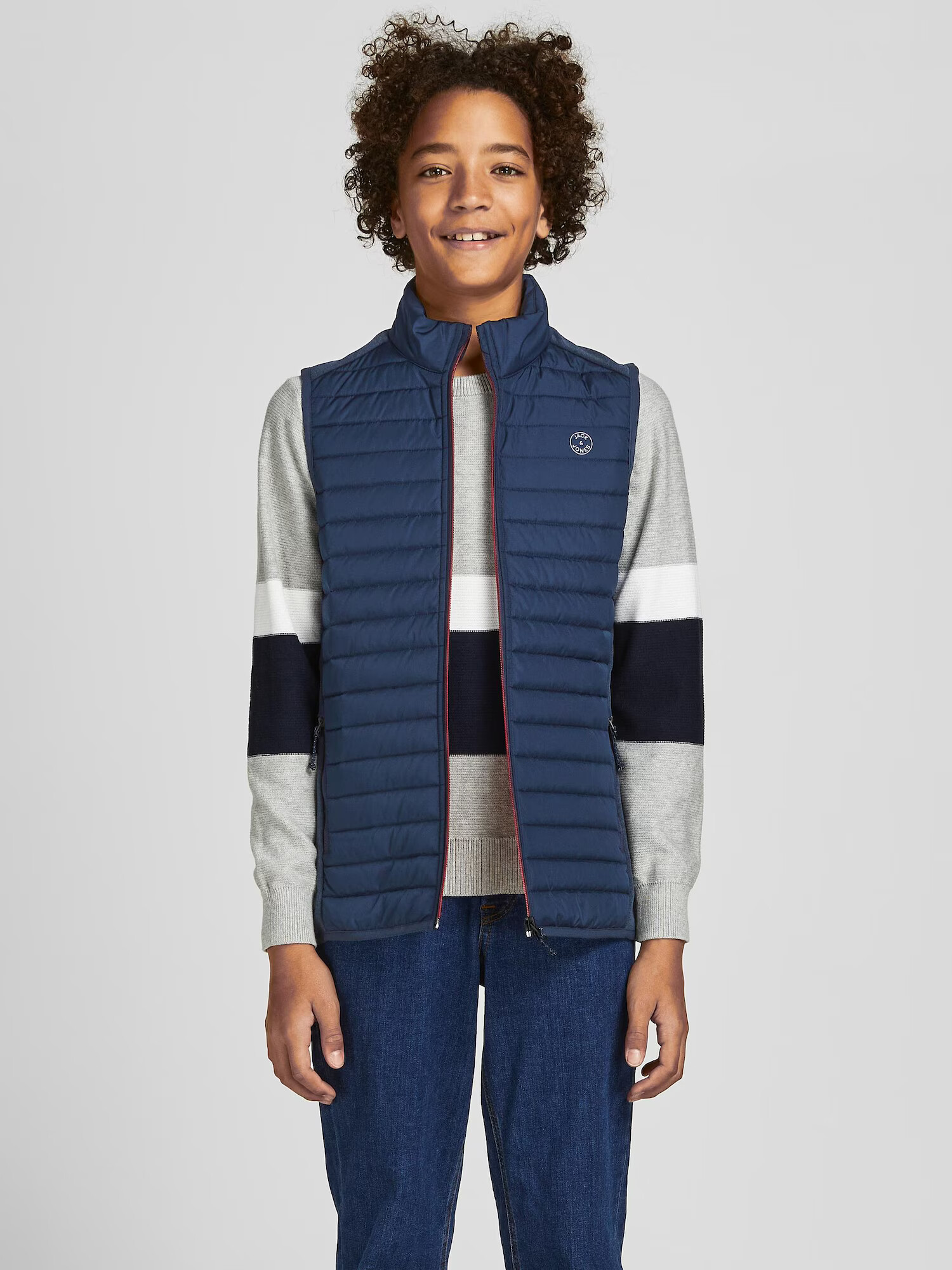 Jack & Jones Junior Brezrokavnik temno modra - Pepit.si