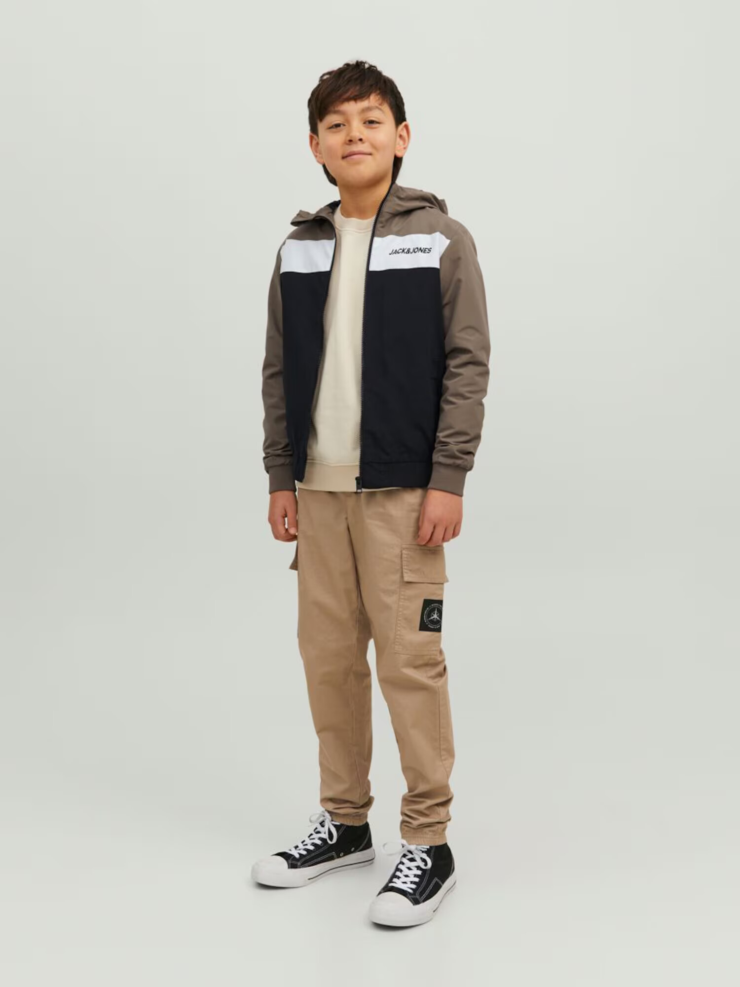 Jack & Jones Junior Prehodna jakna rjava / črna / bela - Pepit.si