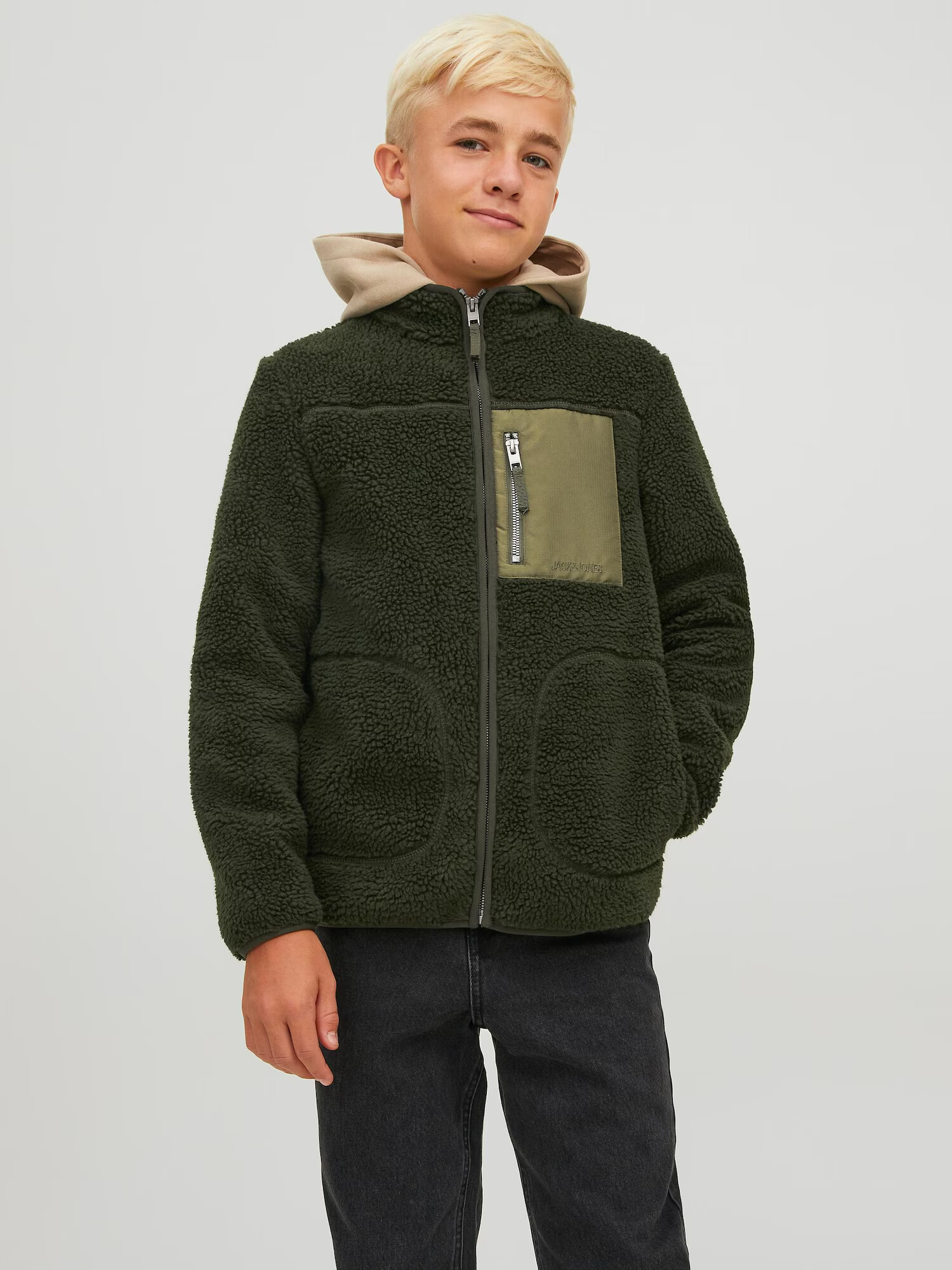 Jack & Jones Junior Jopa iz flisa 'Park' oliva / temno zelena - Pepit.si