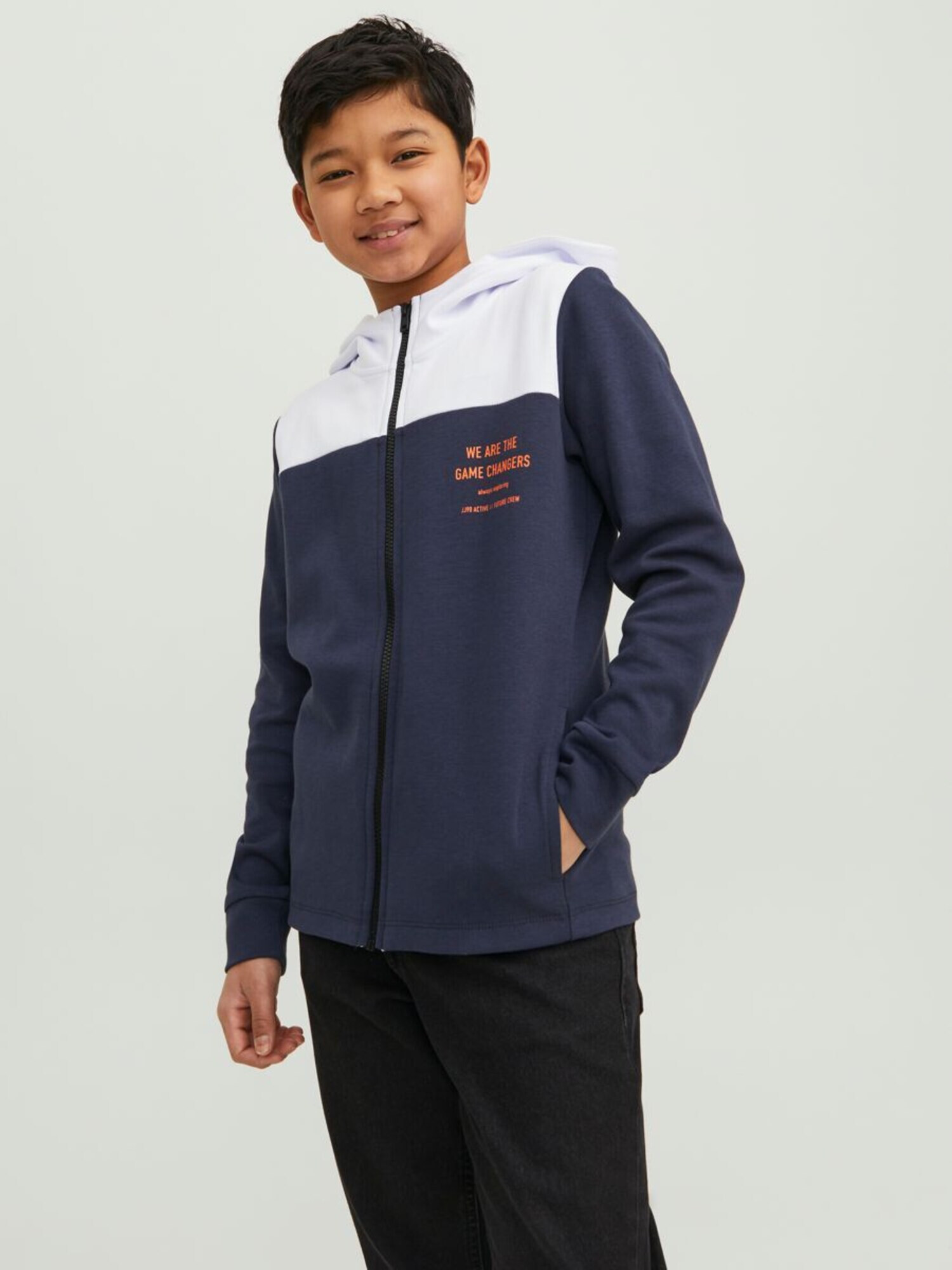 Jack & Jones Junior Jopa na zadrgo modra / rjava / bela - Pepit.si