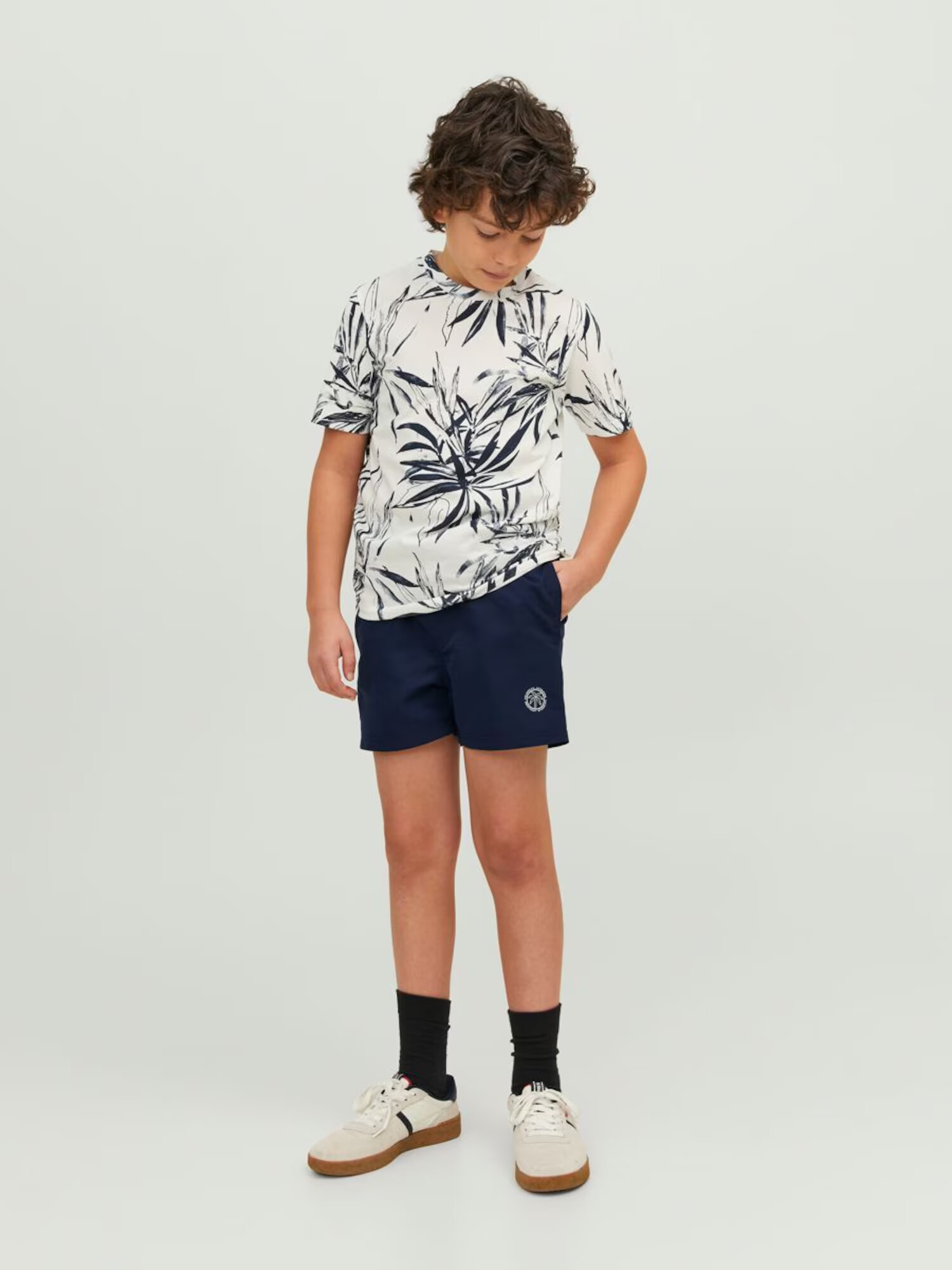 Jack & Jones Junior Kratke kopalne hlače 'Fiji' mornarska / črna / bela - Pepit.si