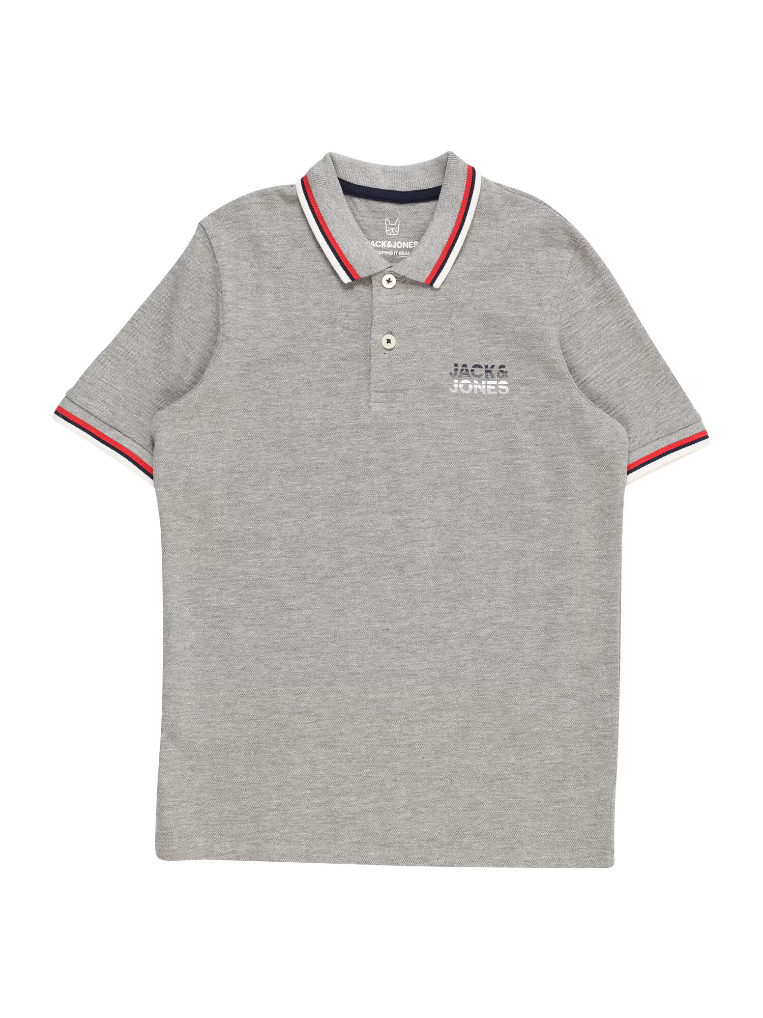 Jack & Jones Junior Majica 'ATLAS' mornarska / pegasto siva / rdeča / bela - Pepit.si