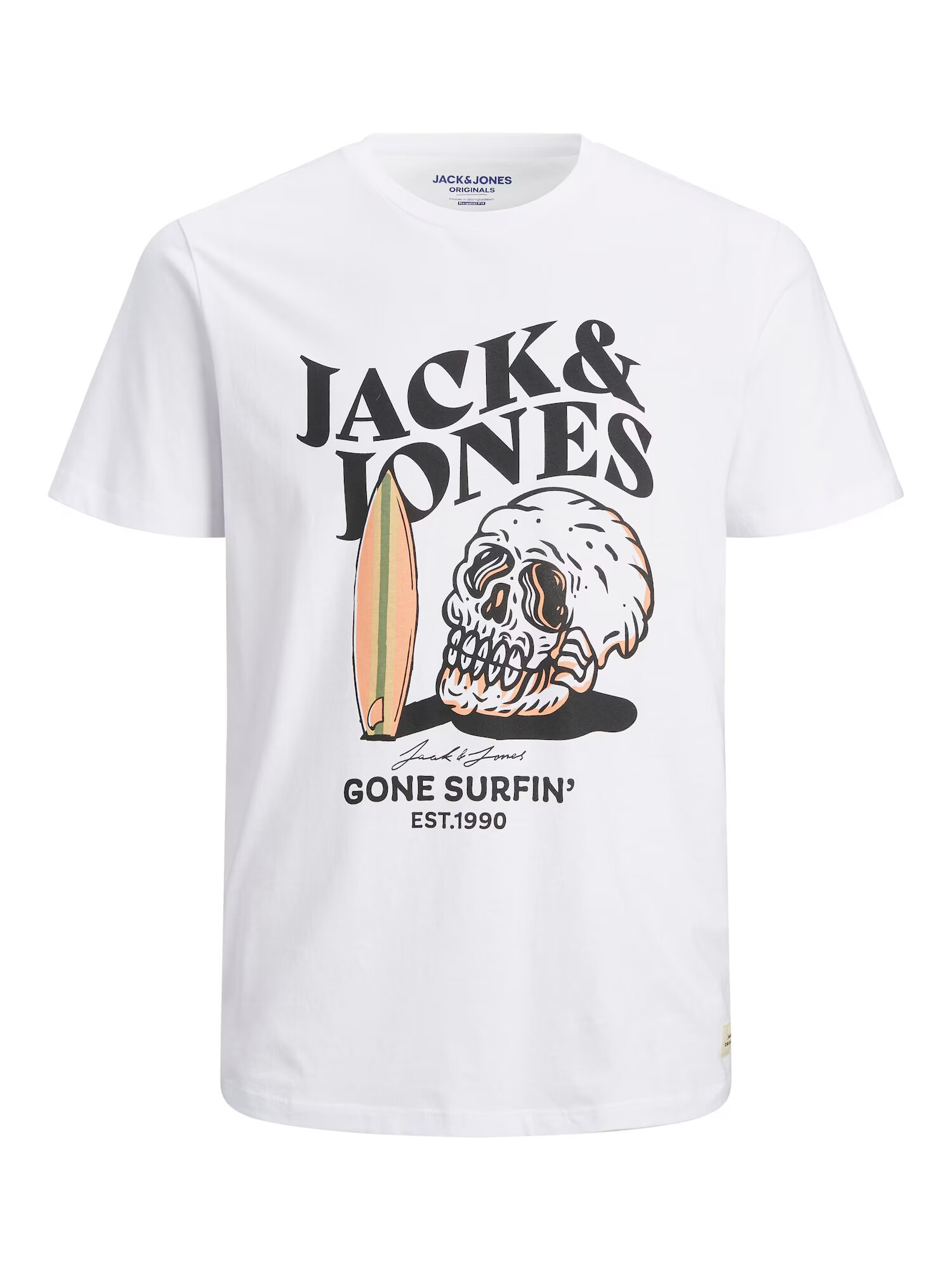 Jack & Jones Junior Majica bela / črna / oranžna - Pepit.si