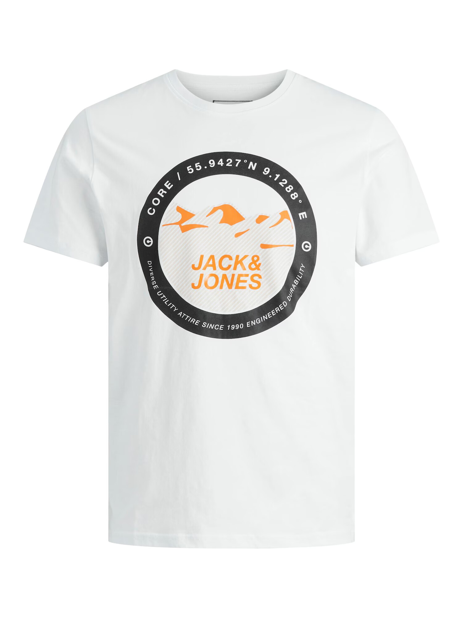 Jack & Jones Junior Majica 'Bilo' bela / črna / oranžna - Pepit.si