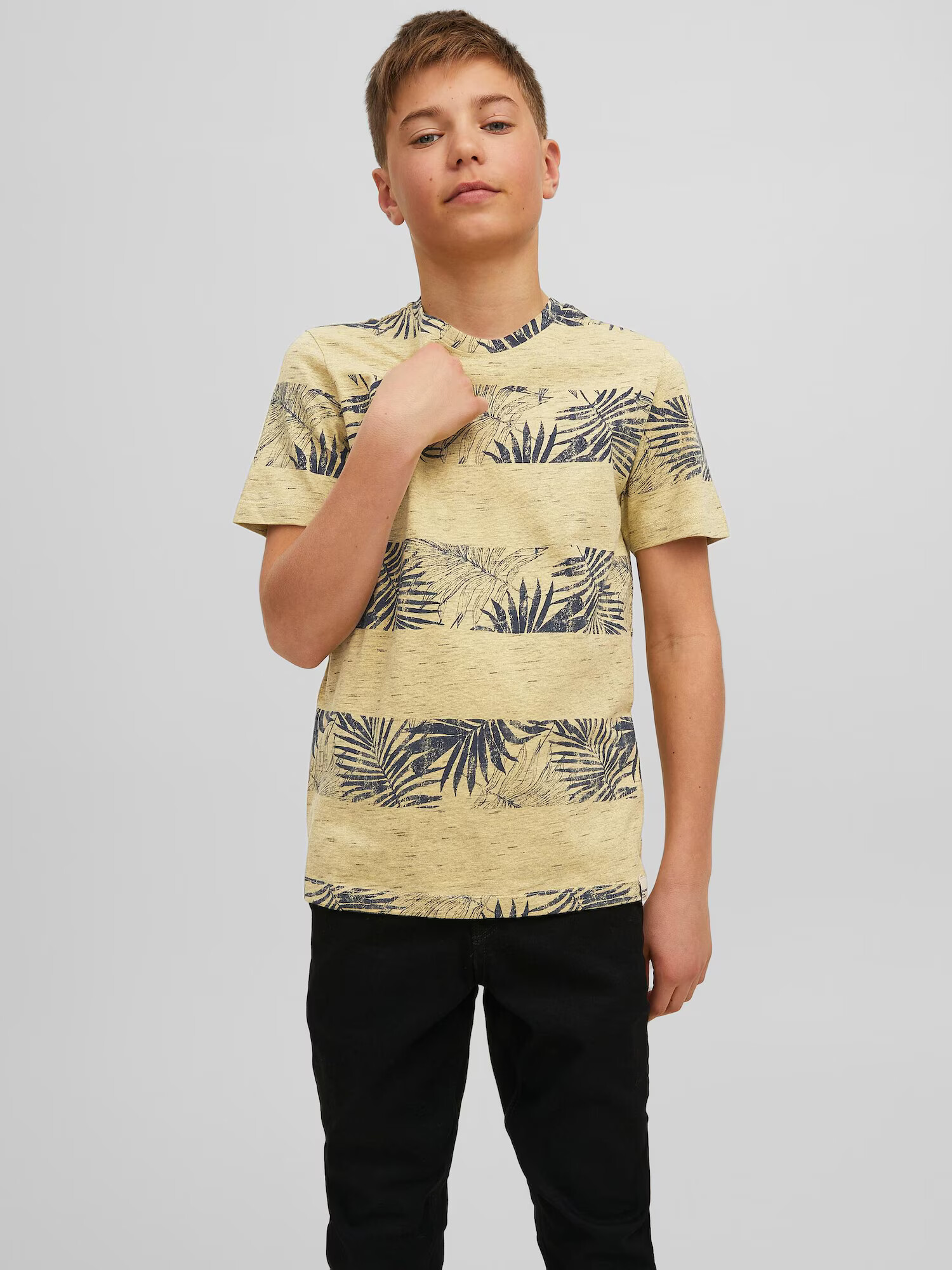 Jack & Jones Junior Majica 'BLOOMER' mornarska / pastelno rumena - Pepit.si