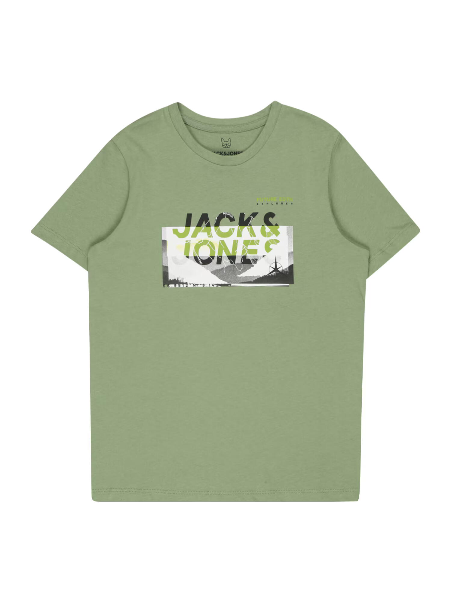 Jack & Jones Junior Majica 'Booster' zelena / črna / bela - Pepit.si