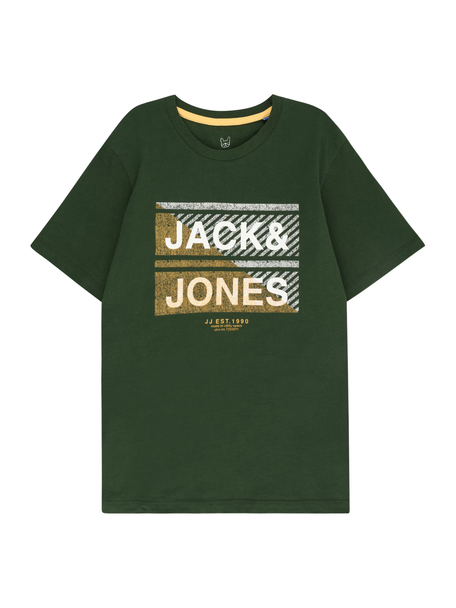 Jack & Jones Junior Majica 'KAIN' gorčica / temno zelena / bela - Pepit.si