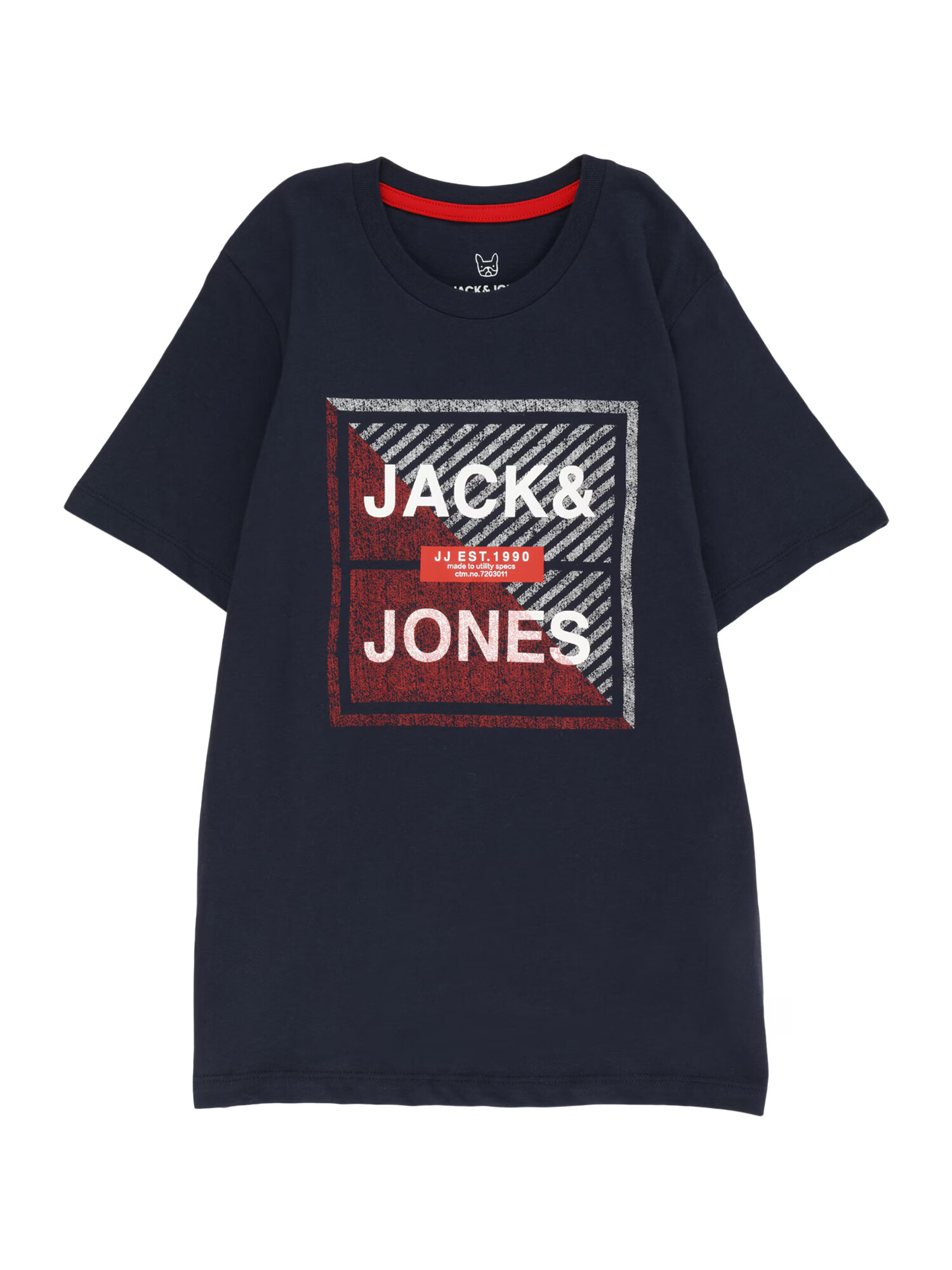 Jack & Jones Junior Majica 'KAIN' mornarska / ognjeno rdeča / bela / off-bela - Pepit.si