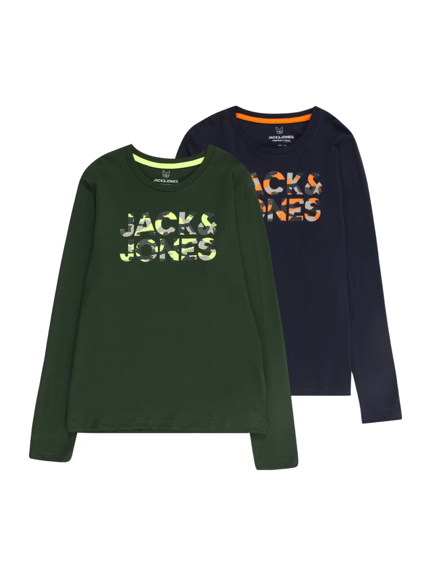 Jack & Jones Junior Majica 'MILES' mornarska / meta / temno zelena / oranžna - Pepit.si