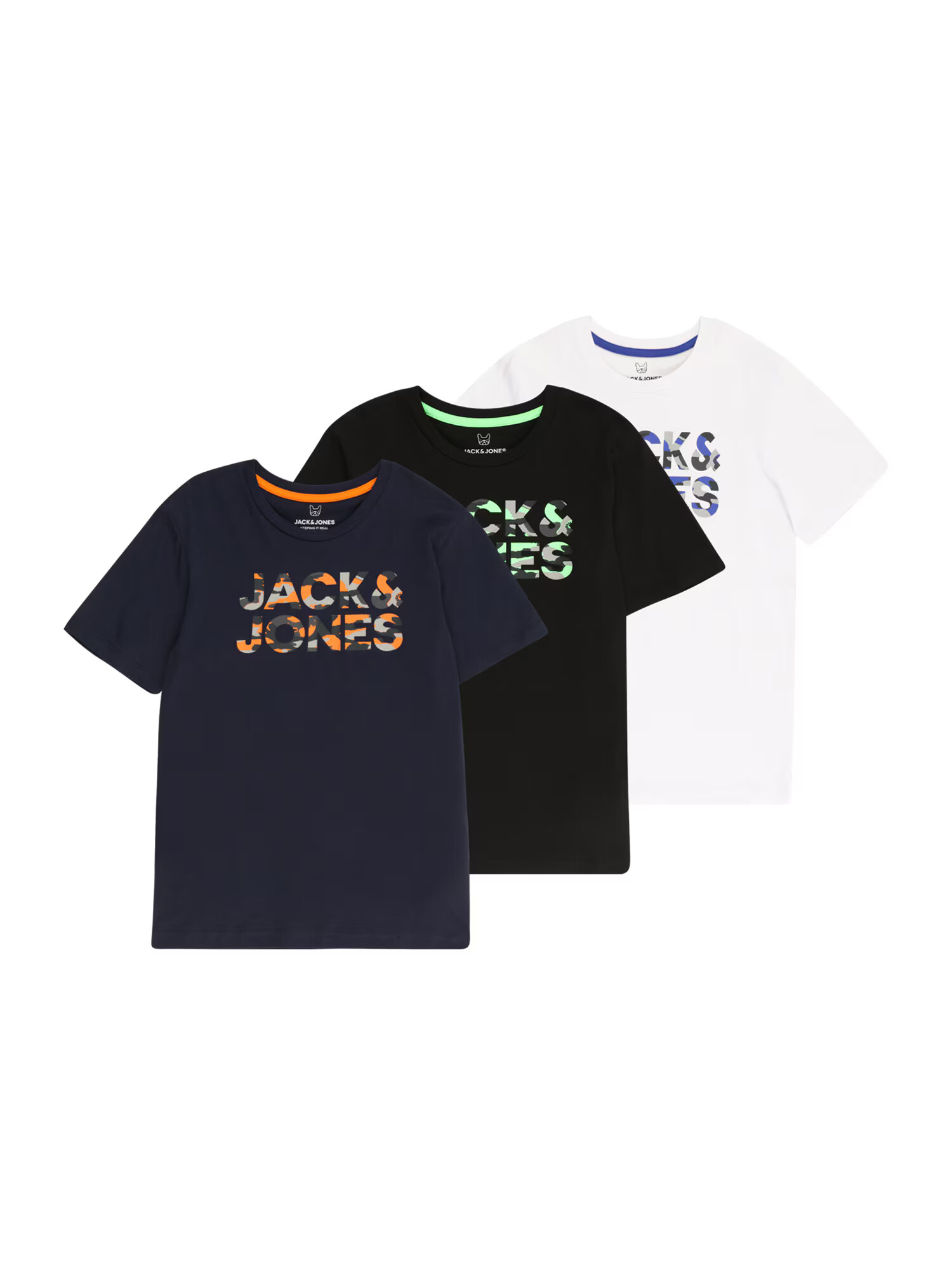 Jack & Jones Junior Majica 'MILES' mornarska / oranžna / črna / bela - Pepit.si