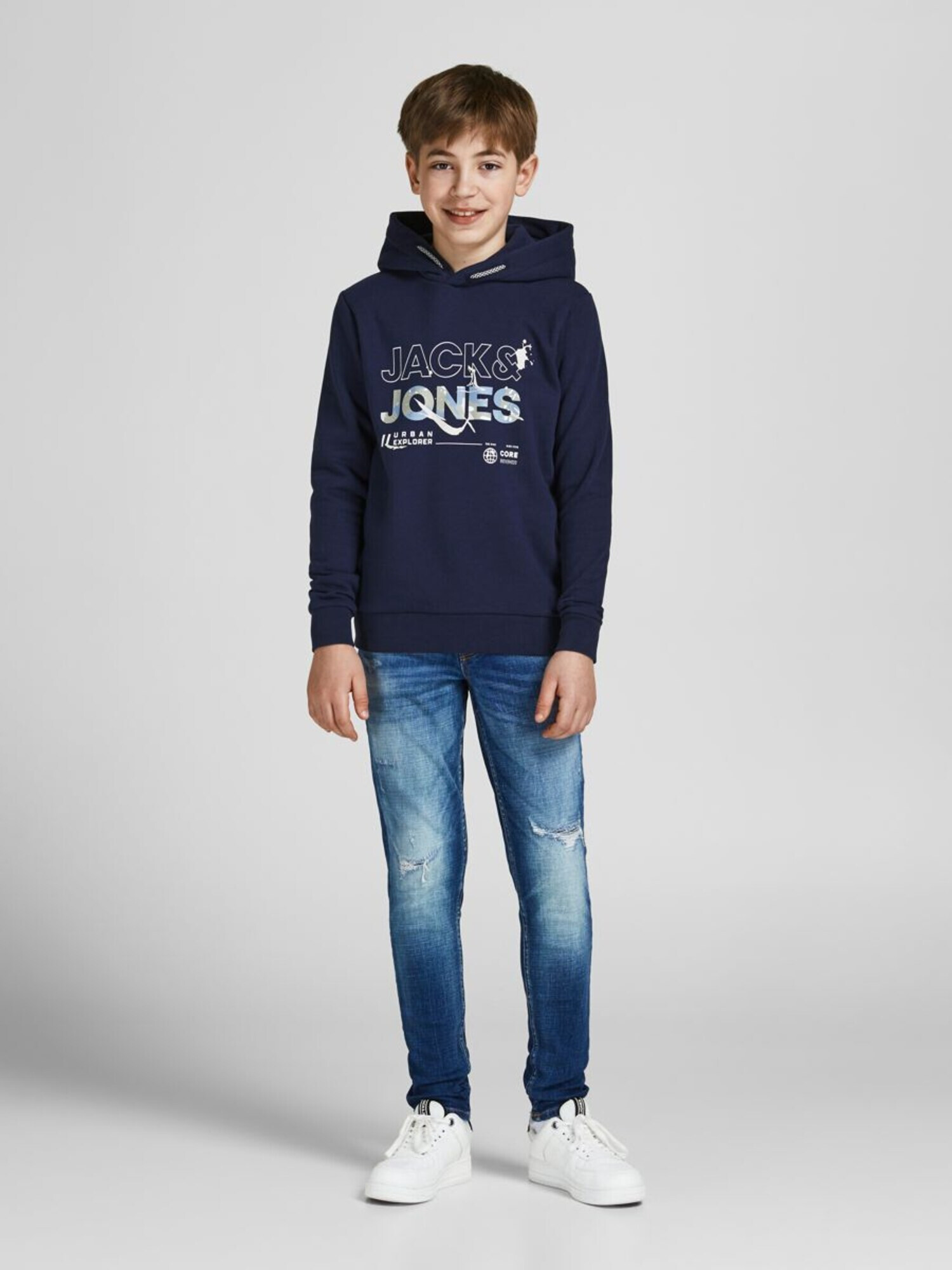 Jack & Jones Junior Majica modra / temno modra / zelena / bela - Pepit.si