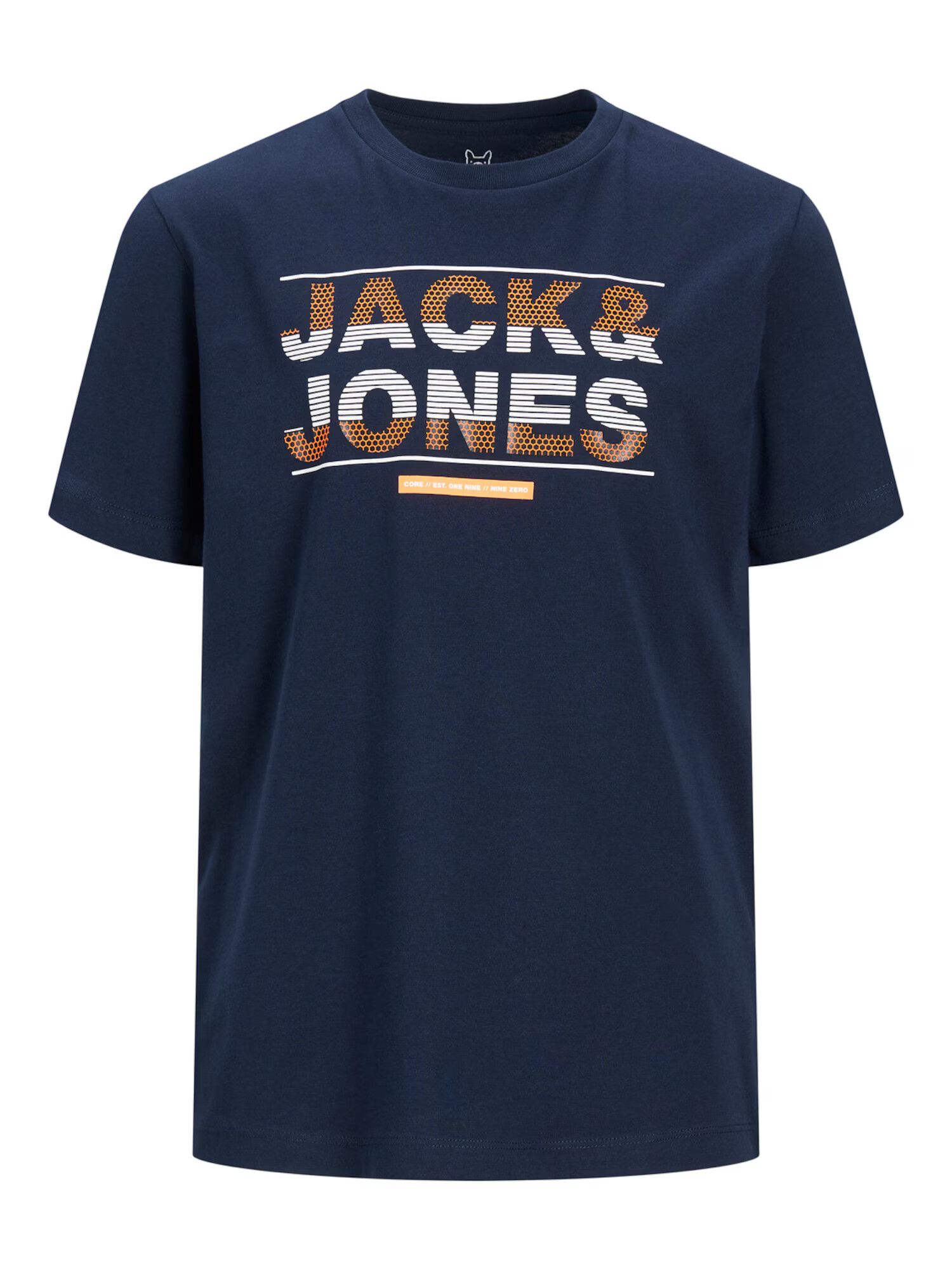 Jack & Jones Junior Majica 'Mount' mornarska / bela / črna / oranžna - Pepit.si