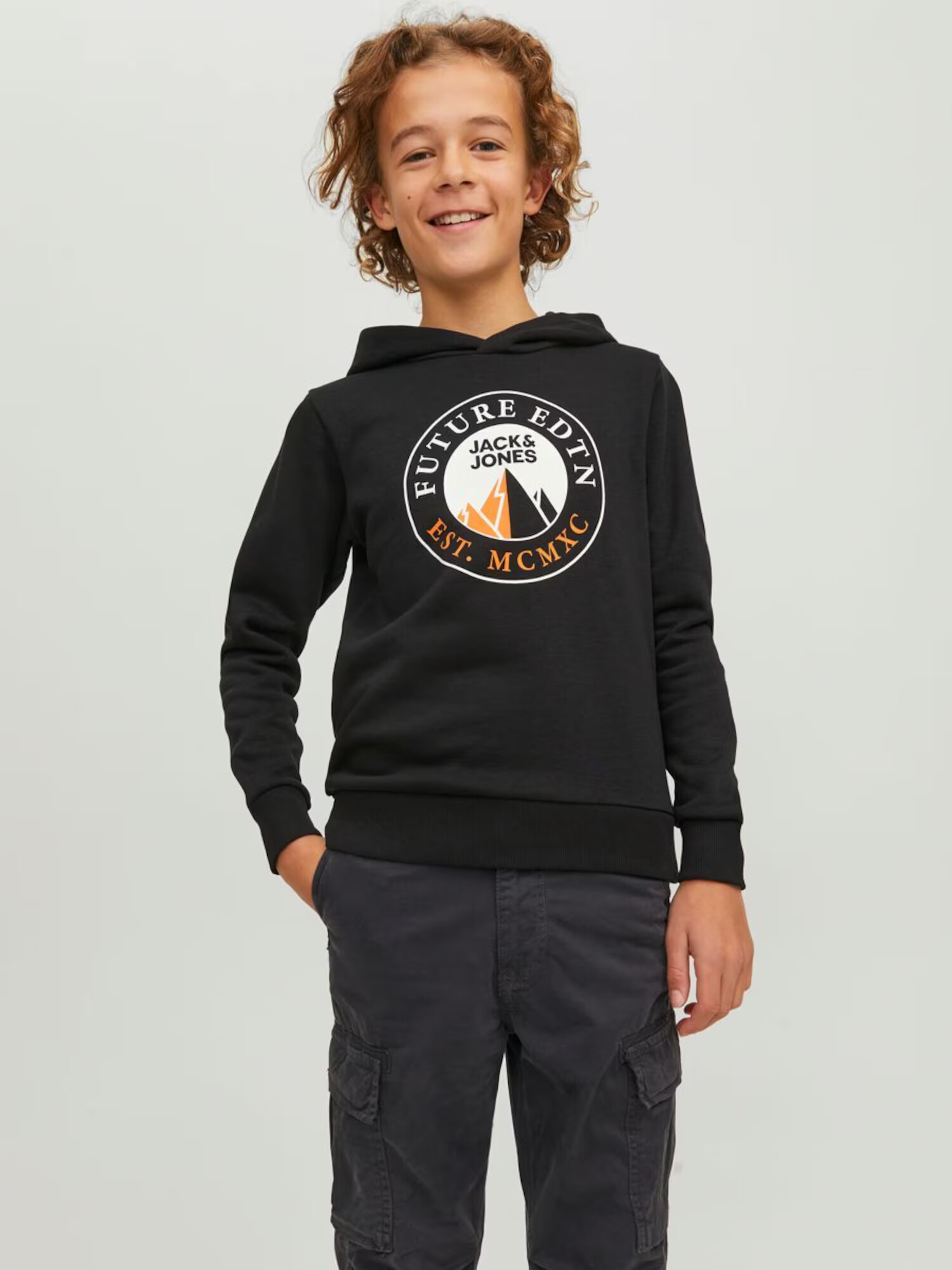 Jack & Jones Junior Majica oranžna / črna / bela - Pepit.si