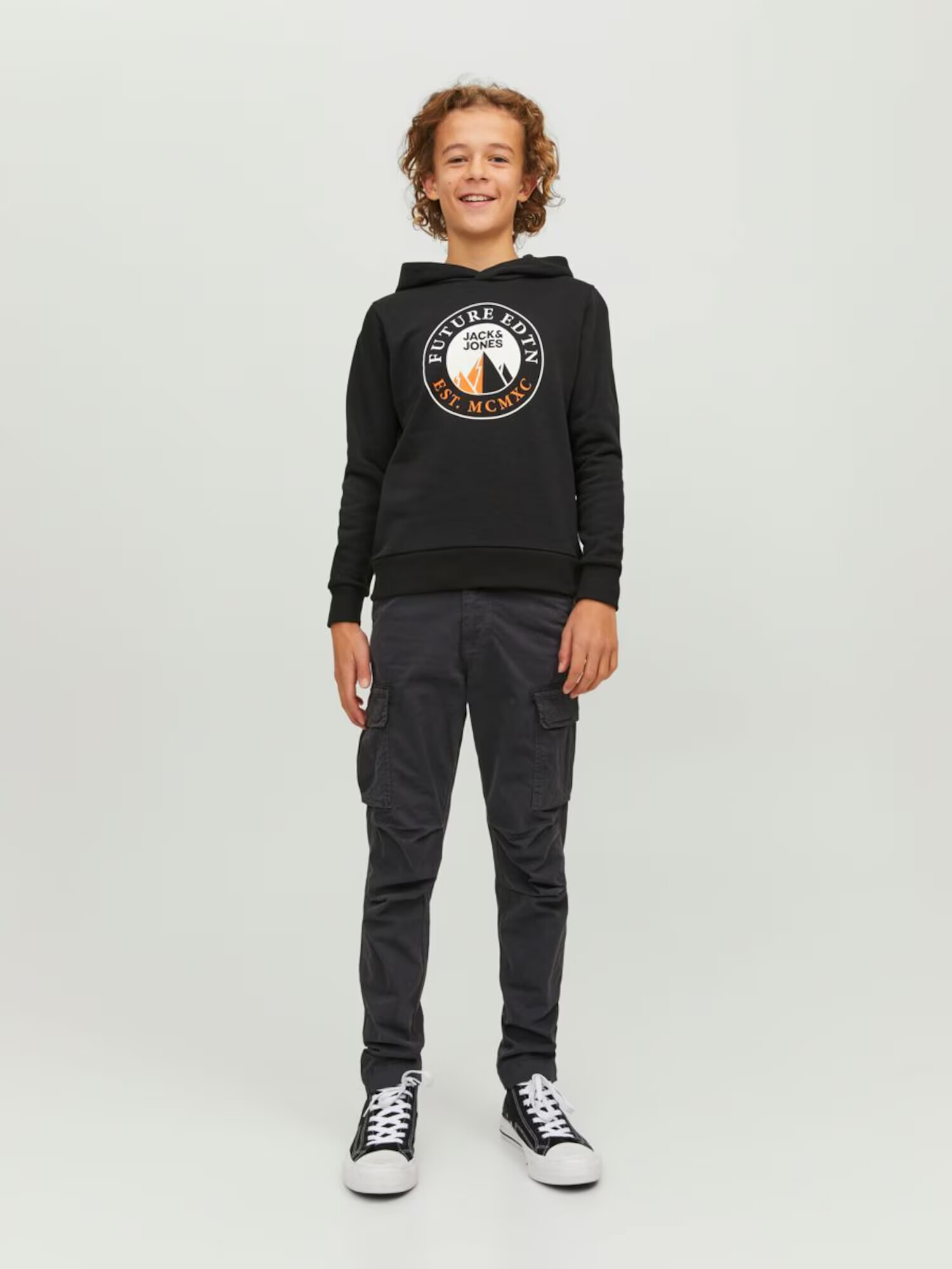 Jack & Jones Junior Majica oranžna / črna / bela - Pepit.si