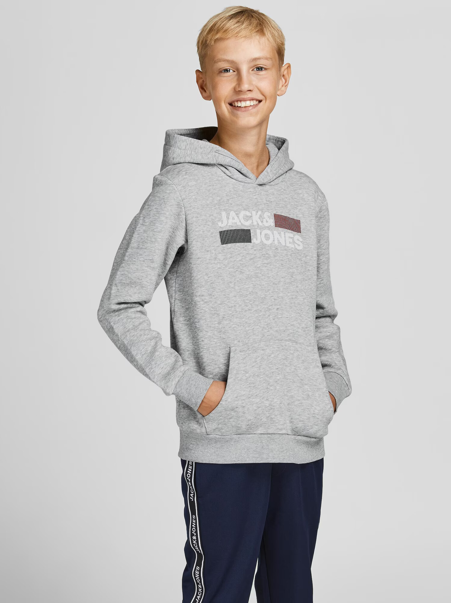 Jack & Jones Junior Majica pegasto siva / mešane barve / črna - Pepit.si