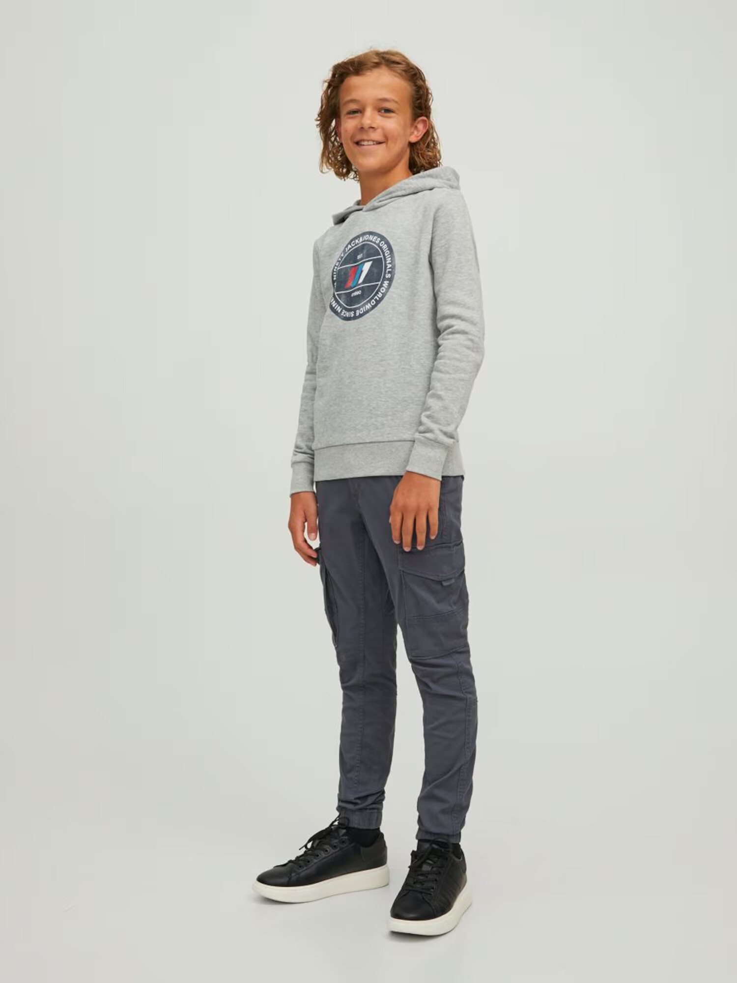 Jack & Jones Junior Majica pegasto siva / rdeča / črna / bela - Pepit.si