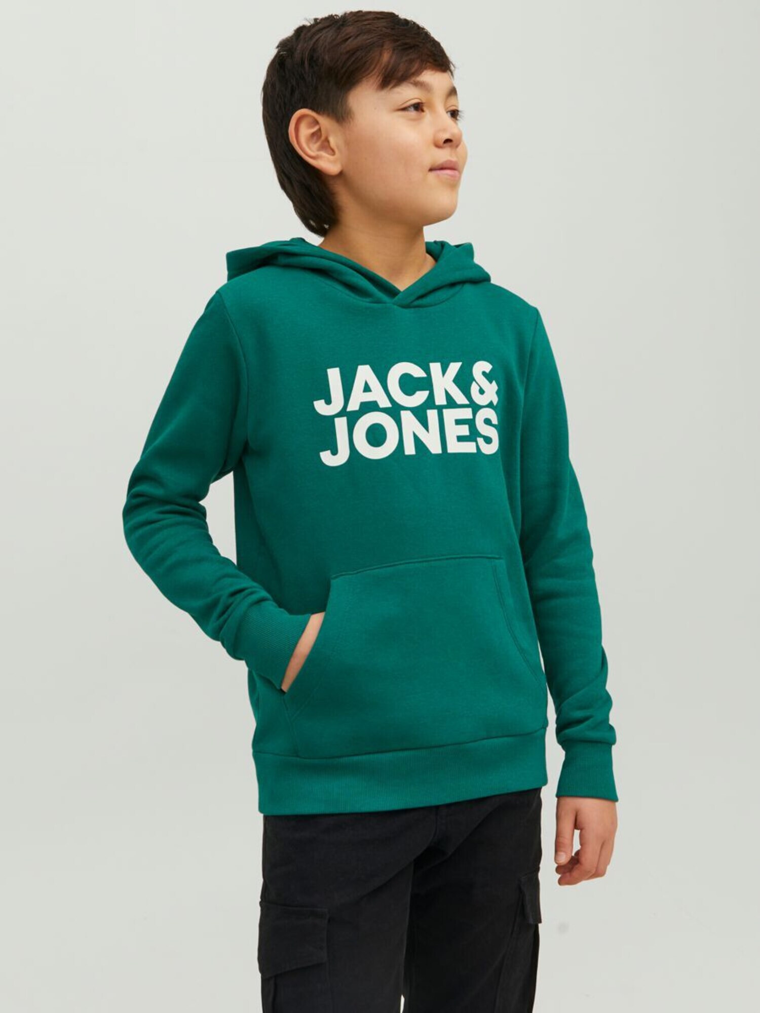 Jack & Jones Junior Majica smaragd / bela - Pepit.si