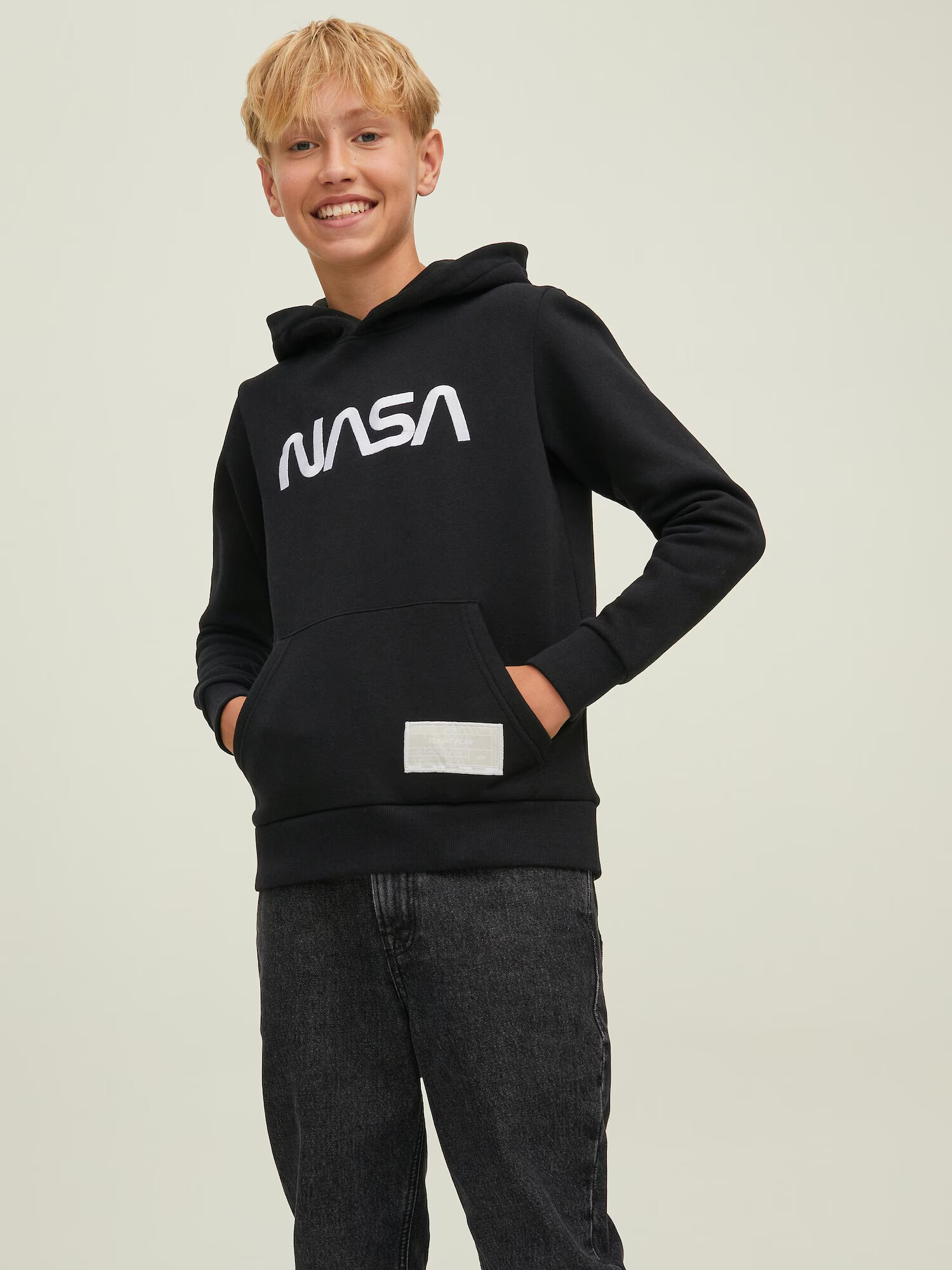 Jack & Jones Junior Majica 'NASA' svetlo bež / črna / bela - Pepit.si