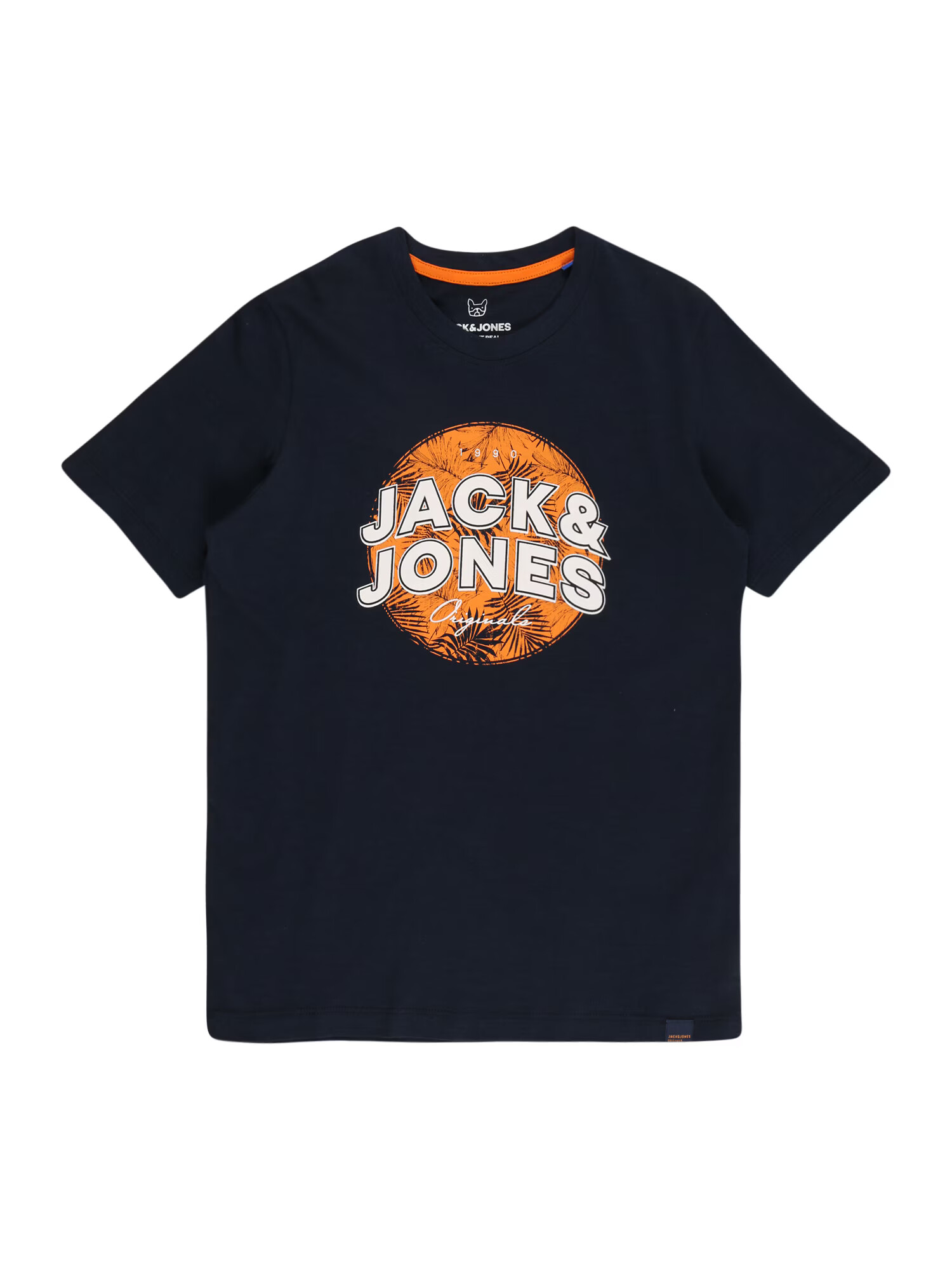 Jack & Jones Junior Majica temno modra / svetlo oranžna / bela - Pepit.si