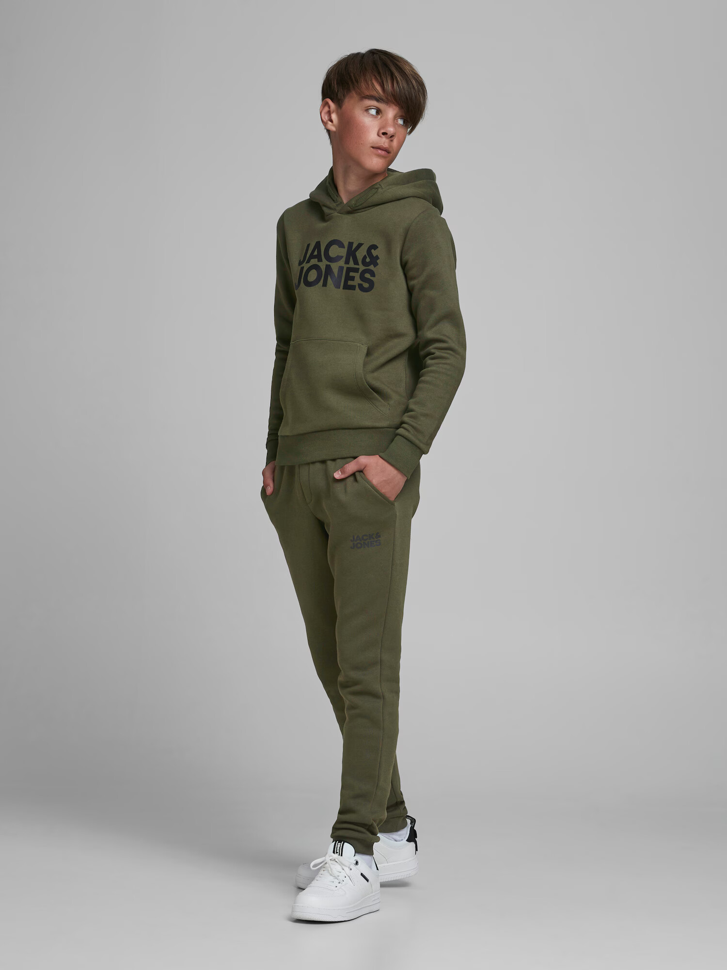 Jack & Jones Junior Majica temno zelena / črna - Pepit.si