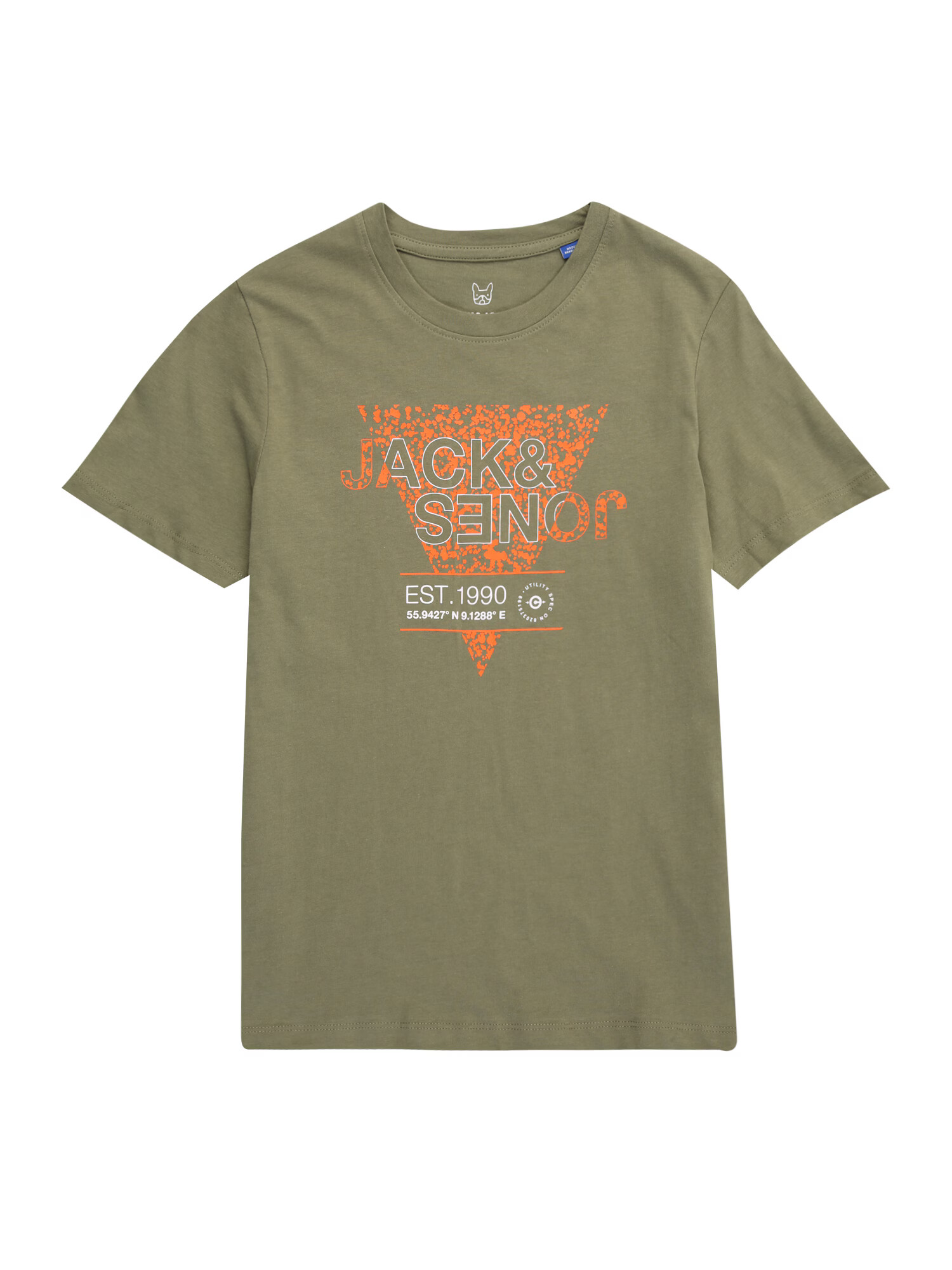 Jack & Jones Junior Majica temno zelena / temno oranžna / bela - Pepit.si