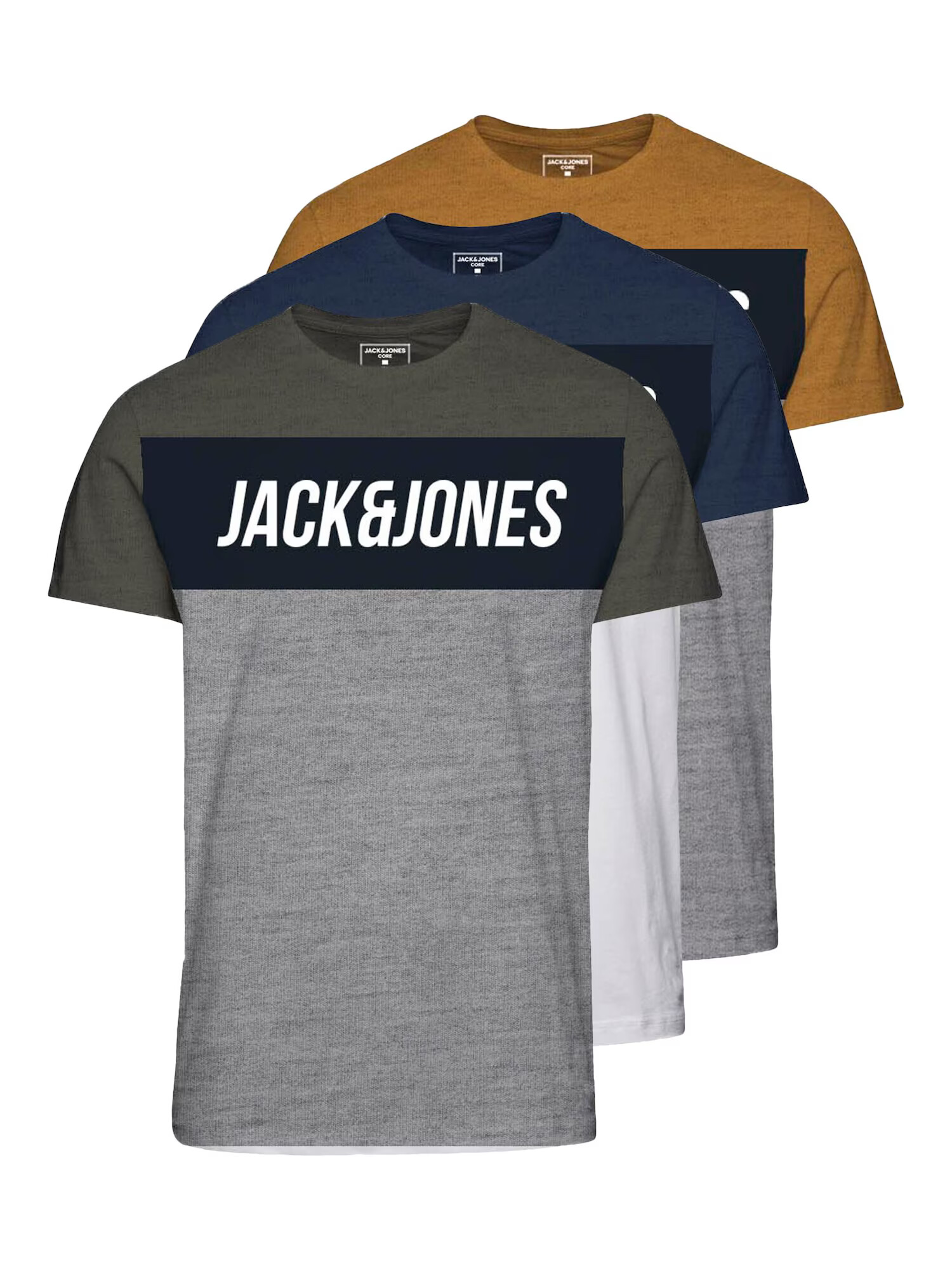 Jack & Jones Junior Majica 'Temp' mornarska / kaki / pegasto siva / gorčica / bela - Pepit.si