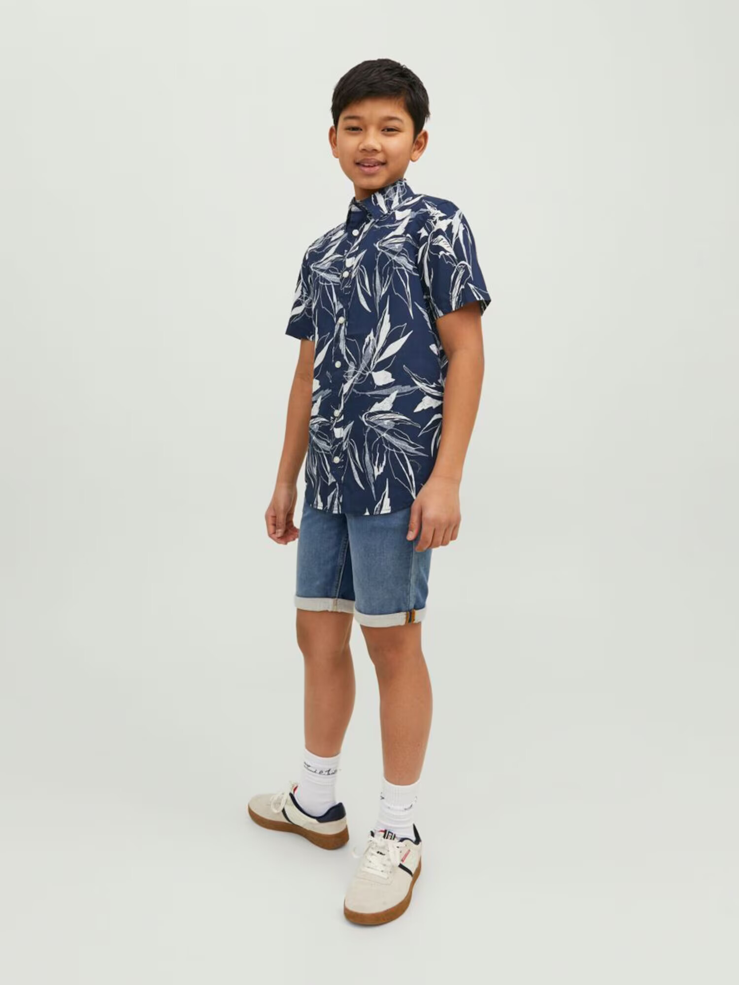 Jack & Jones Junior Srajca 'CRAYON' mornarska / golobje modra / bela - Pepit.si